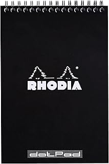 RHODIA, 165039C, caderno com encadernação em espiral, A5, interior: pontilhado, 80 folhas, papel Clairefontaine 80 g, preto