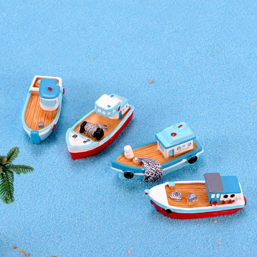 Rosenice – Lot De 2 Mini Bateaux De Pêche En Mousse Résine – Décor Océan, Terrarium Et Micro-paysage