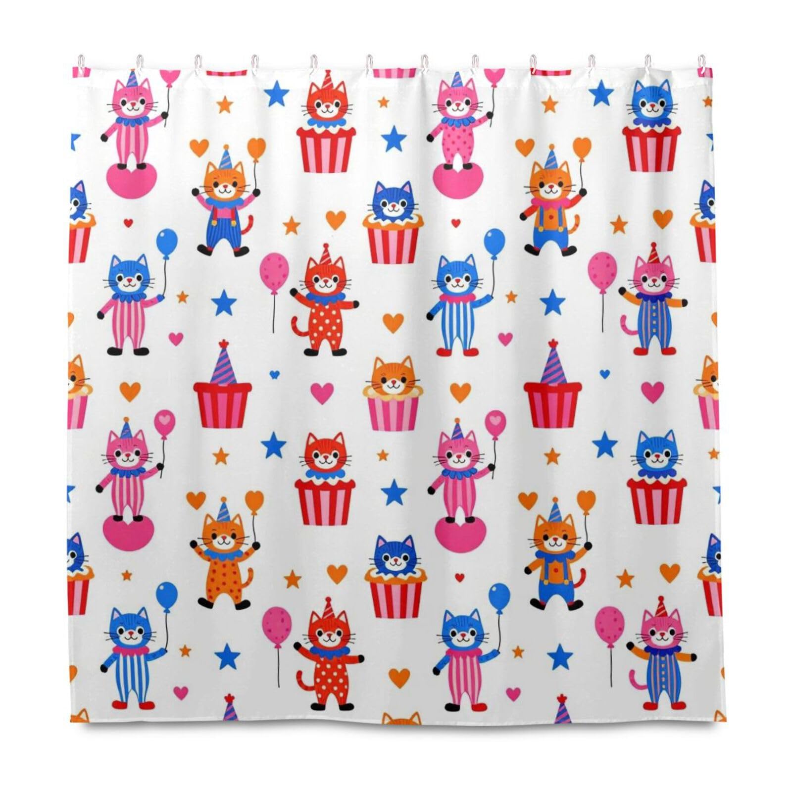 Rideau de douche lavable anti-moisissure tissu chat de cirque