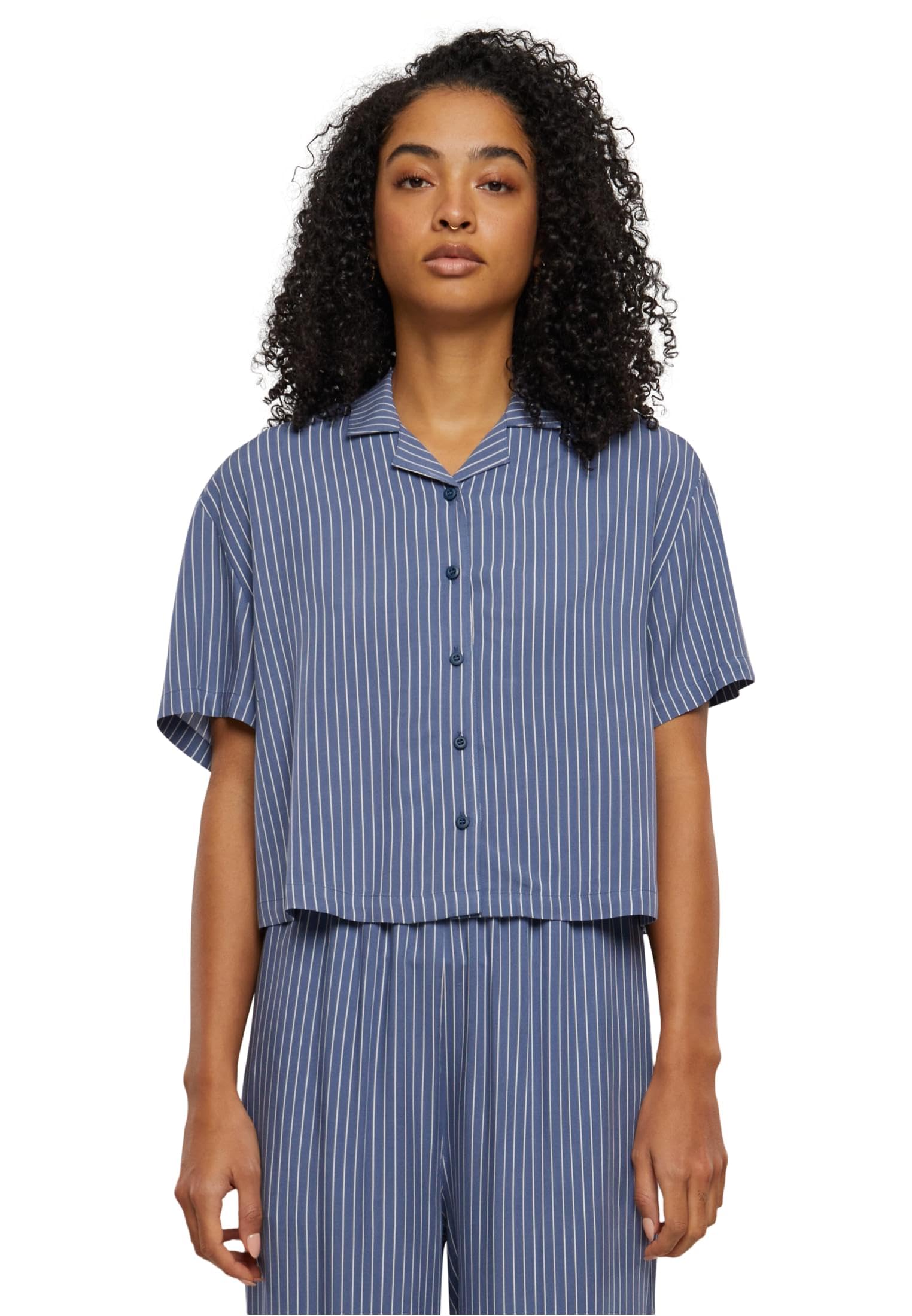 Urban Classics Resort Shirt Damen Kurzarmhemd Blau XL