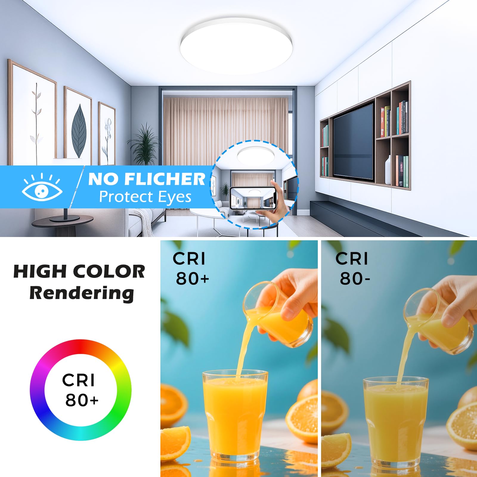 Plafoniera LED Soffitto 36W Lampada da Soffitto 6500K Plafoniera Bagno IP44 Impermeabile Ø37CM Rotonda Lampadario LED Moderna Luce Soffitto per Cameretta, Soggiorno, Cucina, Balcone, Corridoio