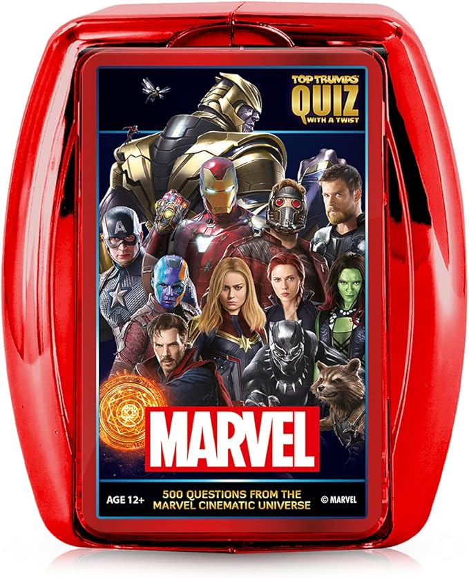 Marvel Tokon fehlt bei EVO 2026 6 Top Trumps Marvel Cinematic Universe Quiz Game, 500 Questions to Test Your Knowledge on Guardians of The Galaxy, Avengers, S.H.I.E.L.D, Wakanda, Gift and Toy for Ages 8 Plus, Red
