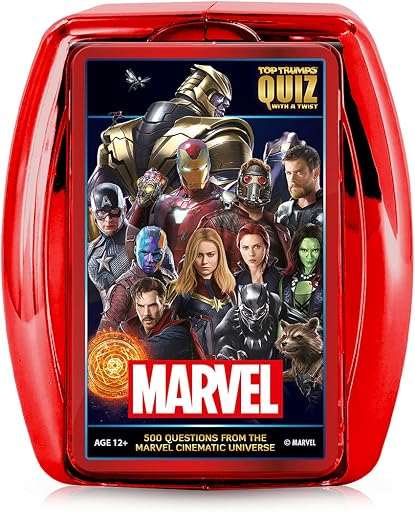 Top Trumps Marvel Cinematic Universe Quiz Game, 500 Questions to Test Your Knowledge on Guardians of The Galaxy, Avengers, S.H.I.E.L.D, Wakanda, Gift and Toy for Ages 8 Plus, Red