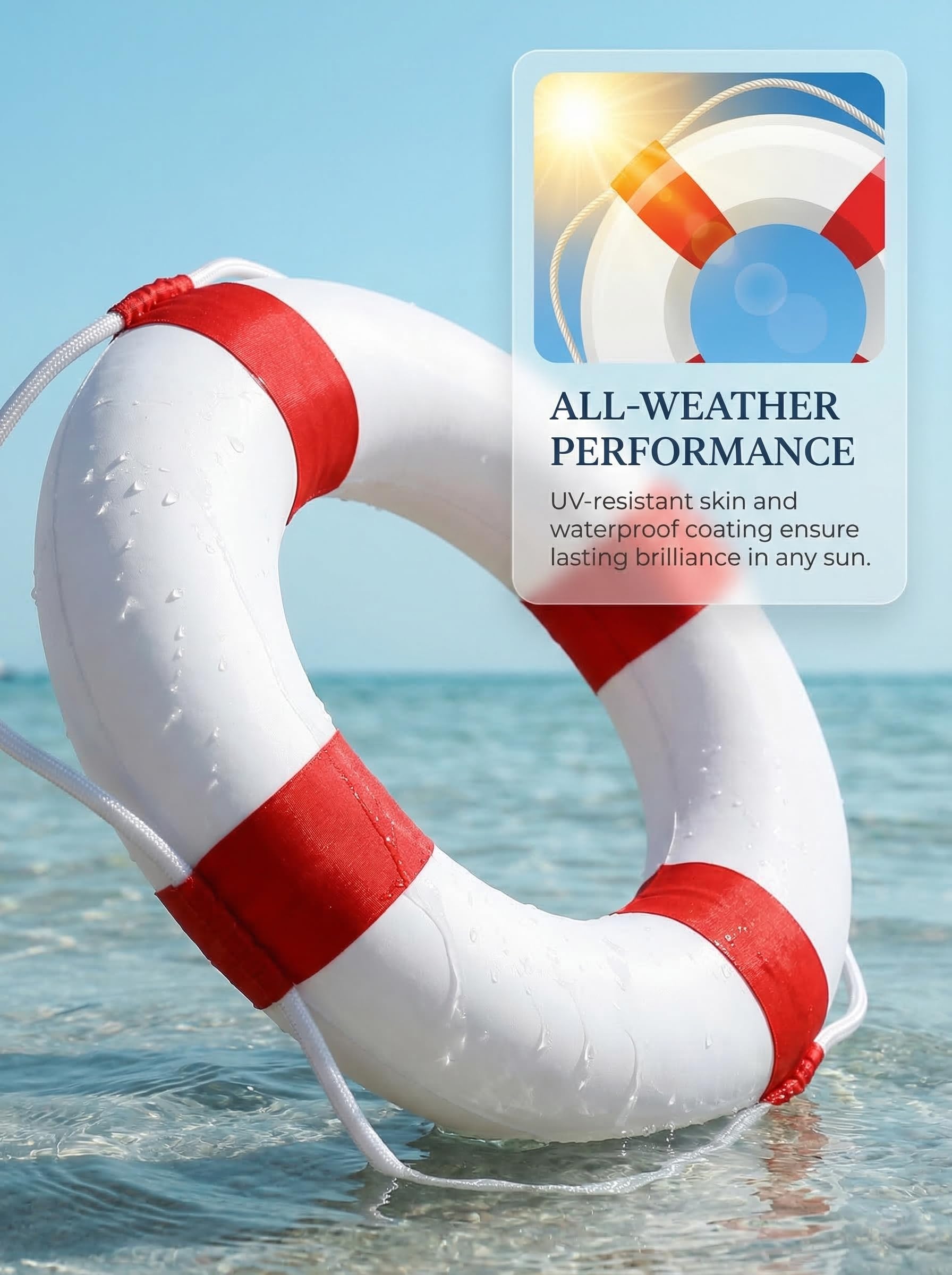 50,8 cm Pool-Sicherheits-Schwimmring für Pool, Schwimmbad, Schaumstoff-Ring, Pool-Boje, Sicherheits-Wurfringe, Rettungsschwimmer Wanddekoration