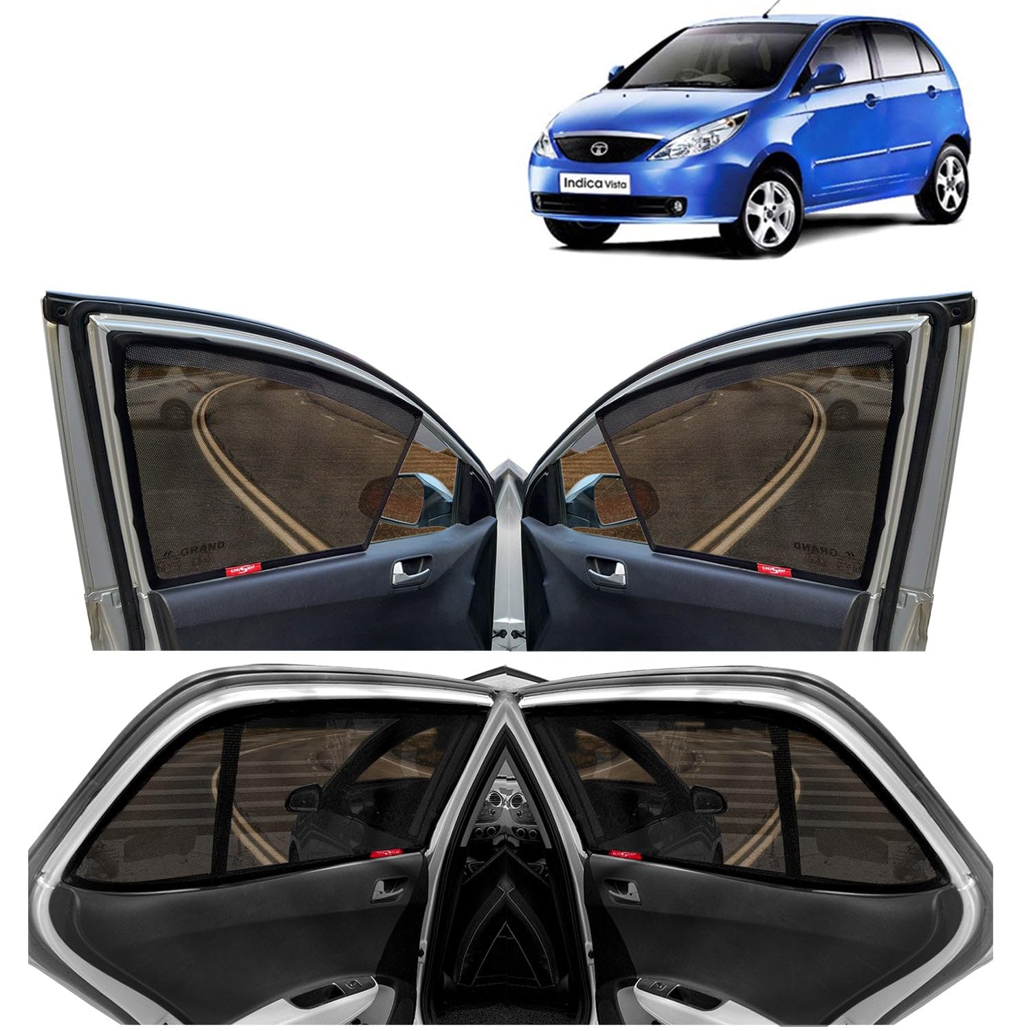 KINGSWAY® Car Side Window Curtain Sun Shades Magnetic Compatible with Tata Vista (Year 2008-2014), Half Cut in Front Window, Cotton Mesh, Complete Set of 4 Pieces (B078YTV482) Amazon Price History, Amazon Price Tracker