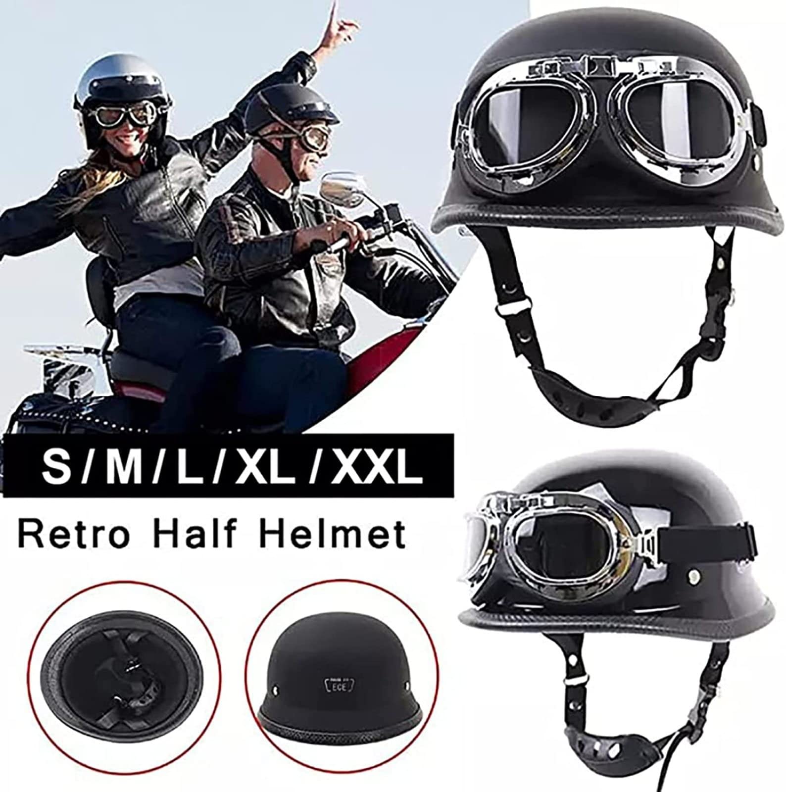 Amazon.com: Half Shell Helmet Retro German Style Motorcycle