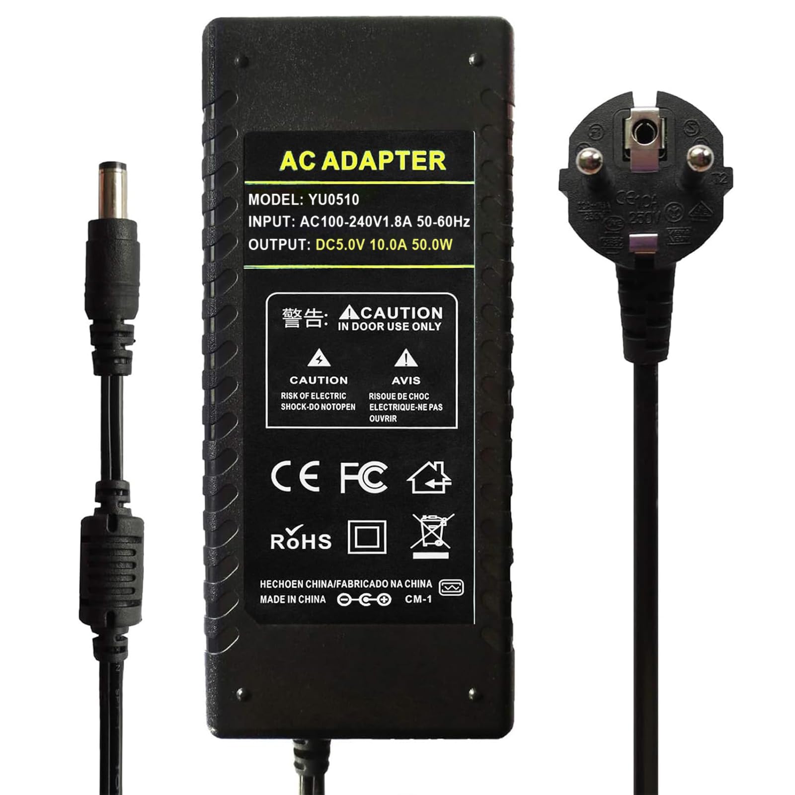 5V 10A Transformator zasilający 50W adapter zasilania 5,5 x 2,1/2,5mm do CCTV, kamery, routera, taśmy LED WS2812 WS2812B
