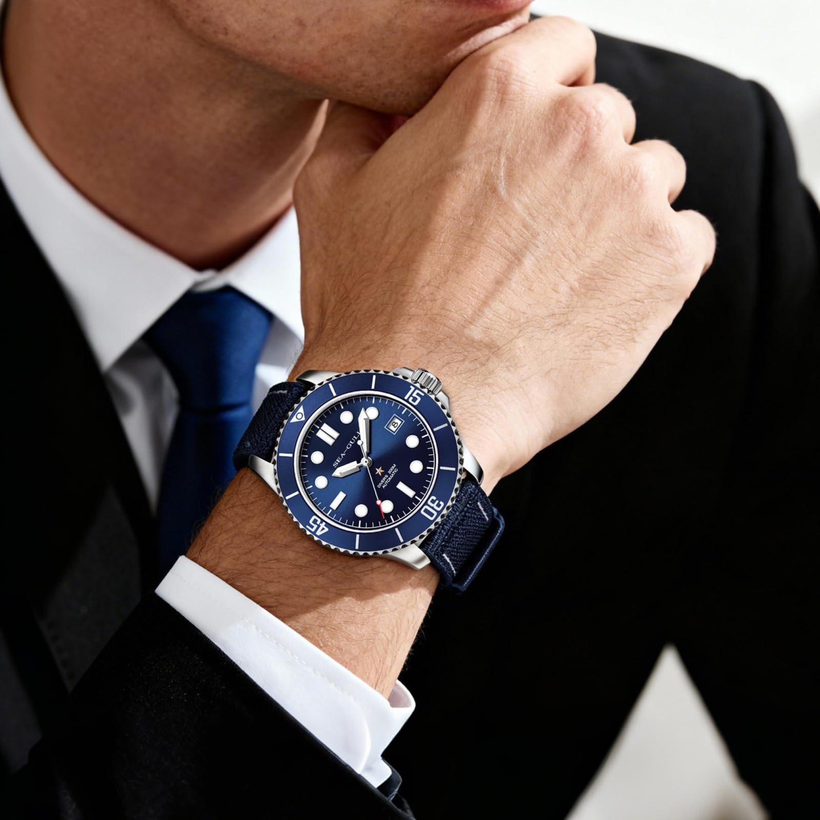 SEA-GULL Automatische mechanische Taucheruhr für Herren, 200 m, wasserdicht, Business-Kleid, leuchtender Kalender, Armbanduhren, 40 mm, Ozean-Serie 6204