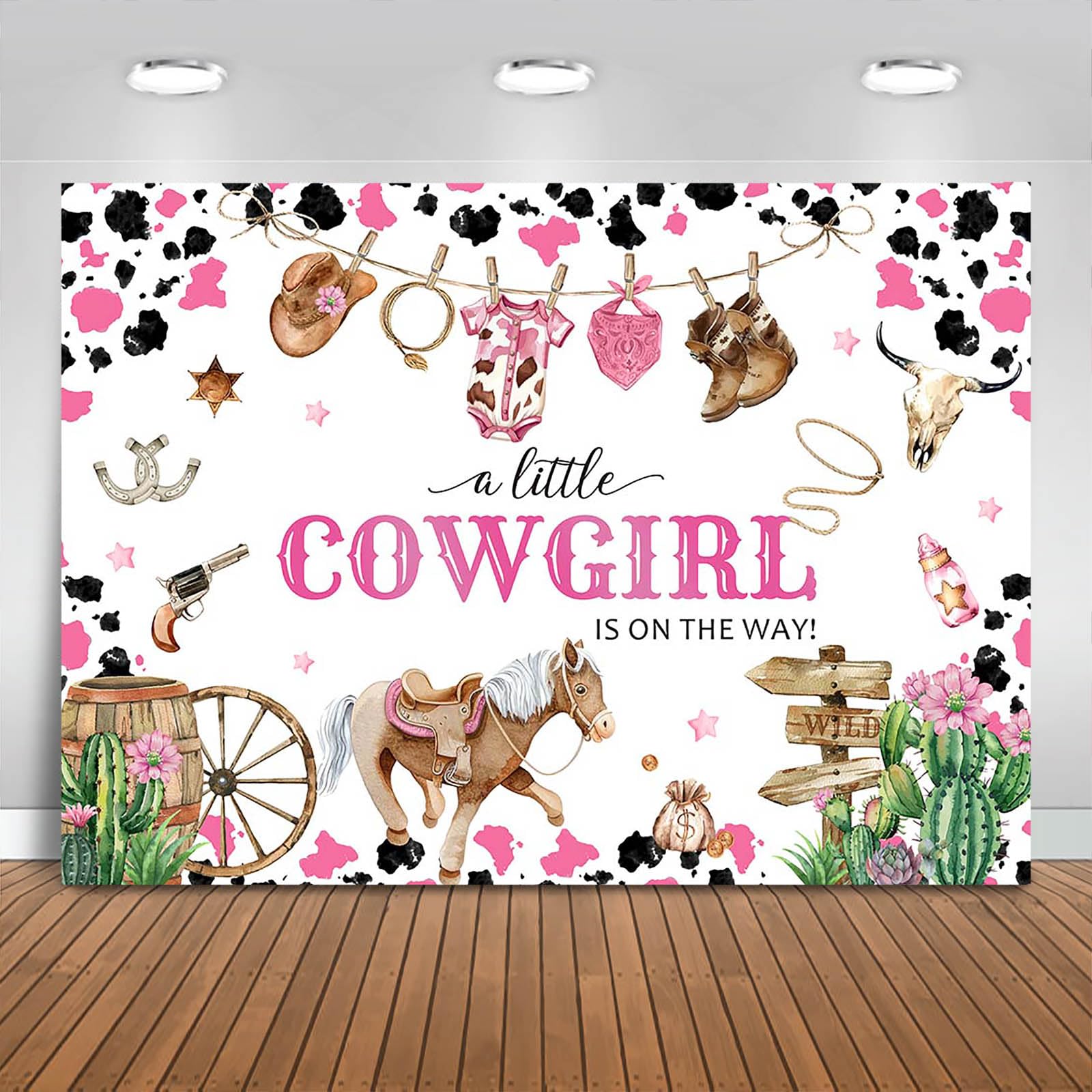 Fitumiw Cowgirl Baby Shower Backdrop 7x5ft Western Wild West Baby Shower Party Decorations Background A Little Cowgirl is On The Way Banner Photo