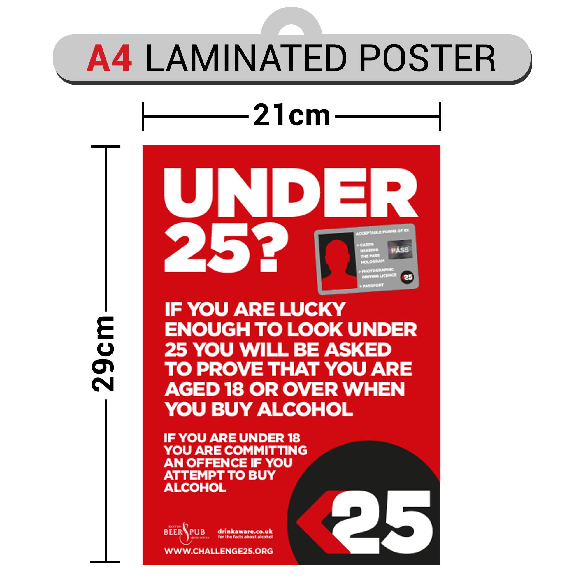 Challenge 25 Alcohol Licensing Law A4 Poster Drink Aware poster Home