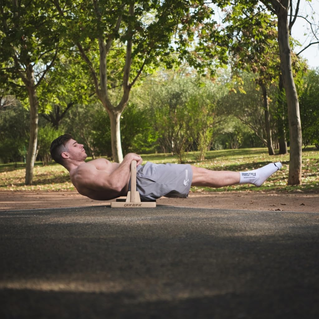 Gorletic - Parallettes Calisthenics Aus Holz Für Liegestütze, Push Up Bar Und Workout Equipment, 30 Cm Höhe, Rutschfest, Ideal Für Training Im Park Oder Zu Hause