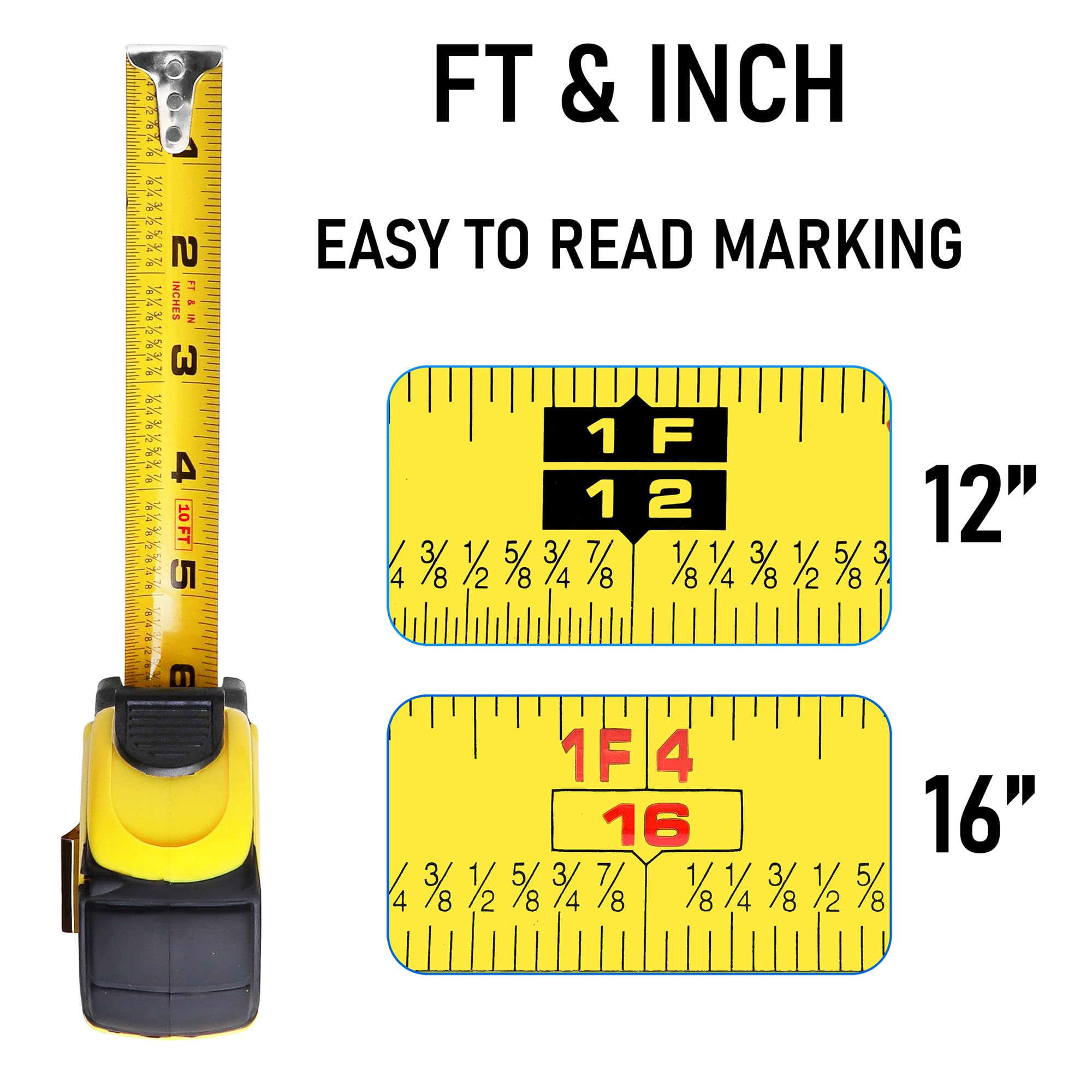 10ft Power Tape Measure Auto Lock (10-Foot12-Pack)