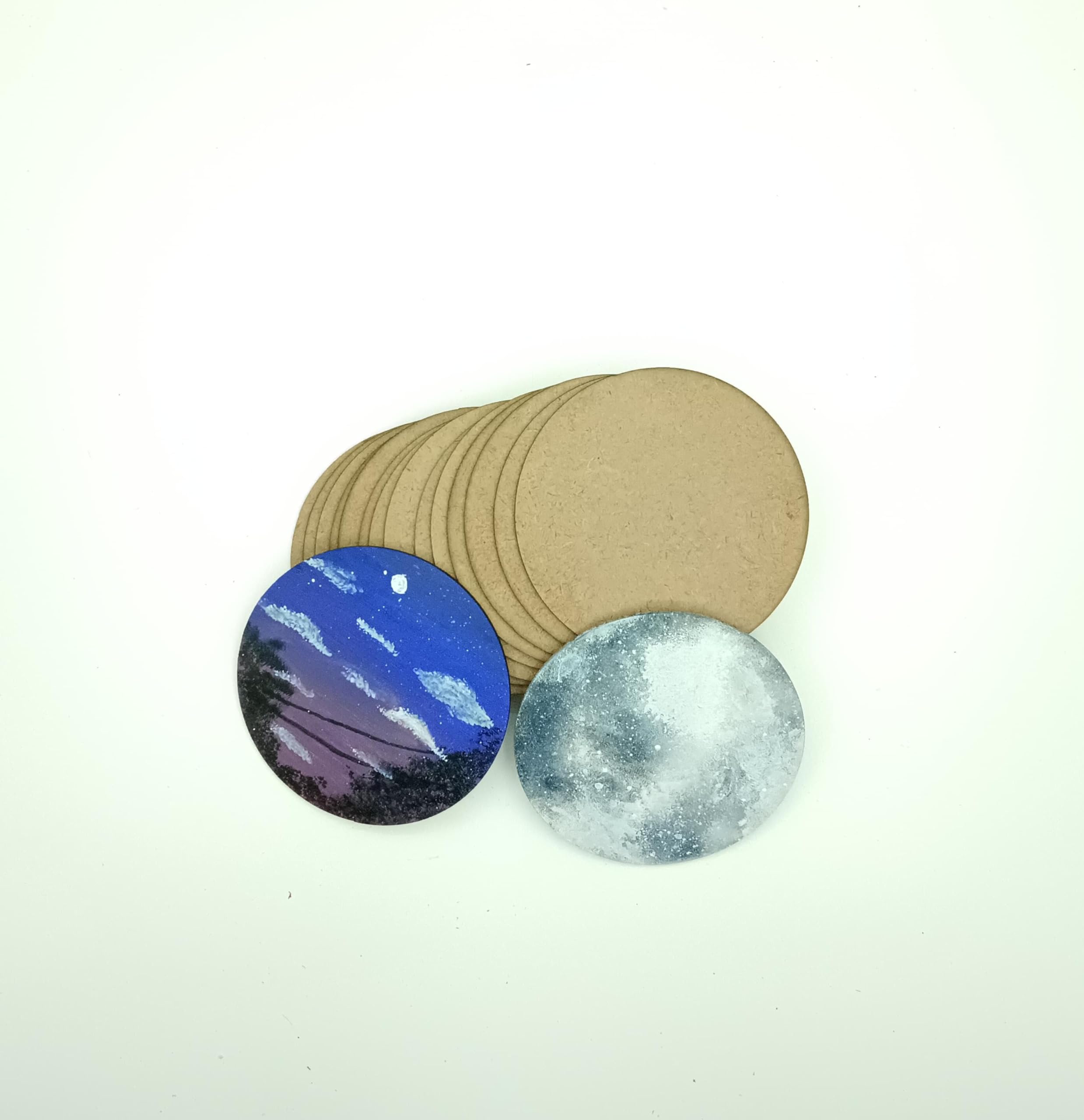 Nupur Studios "Round Circle MDF Wooden Boards" / Unfinished Wooden Cutouts/Blank Natural Wood/MDF Boards for Art and Craft Coasters for DIY, Artwork (Pack of 5) (6 x 6 Inches)