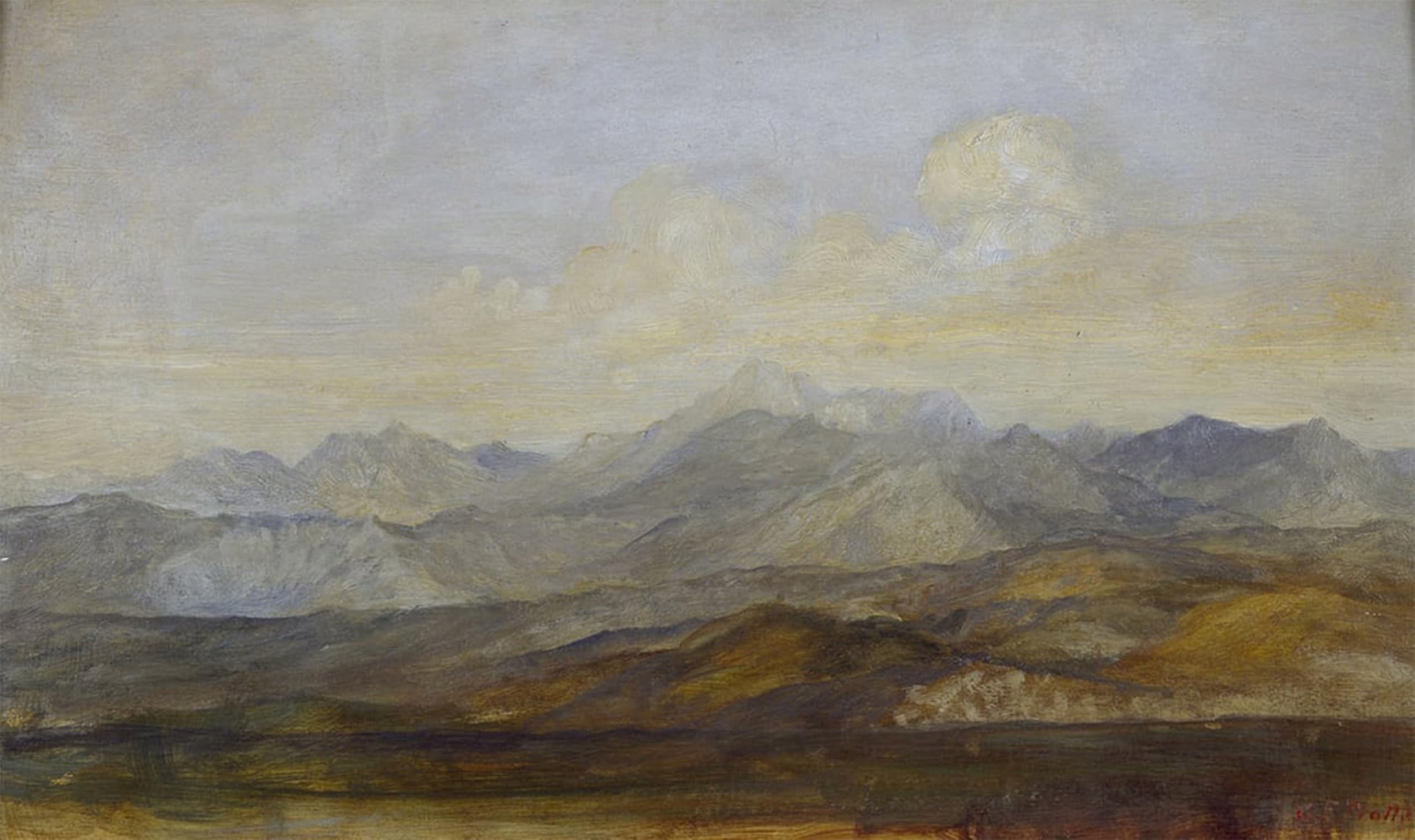 Artxlxxbn No Frame Famous Painting Canvas Artwork Graffiti Print The Carrara Mountains From Pisa By George Frederick Watts Portrait Canvas Image For Home Decor 60X90cm