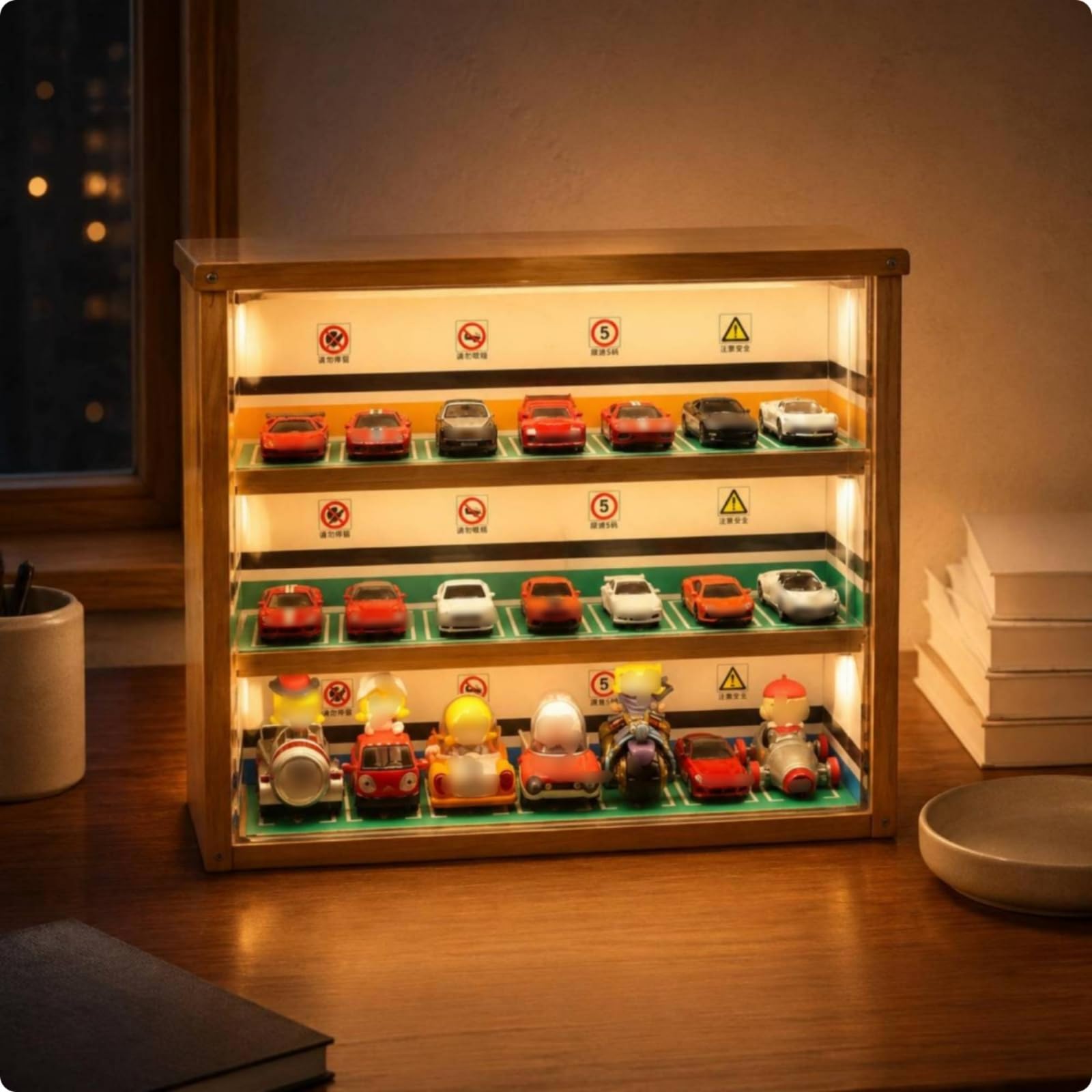 Colcolo Fahrzeug Vitrine Modellauto Display , Reguläre Version Mit 21 Parkplätzen Auf DREI Ebenen Für Ca. 8 cm Große Automodelle