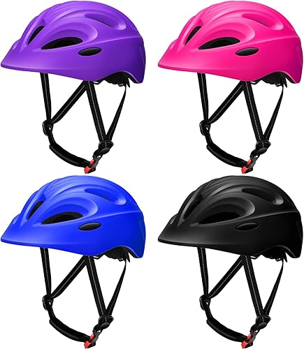 Kingdder Paquete de 4 cascos ajustables para niños de 3 a 8 años, con certificación CPSC, para niños y niñas, monopatín, bicicleta, scooter,