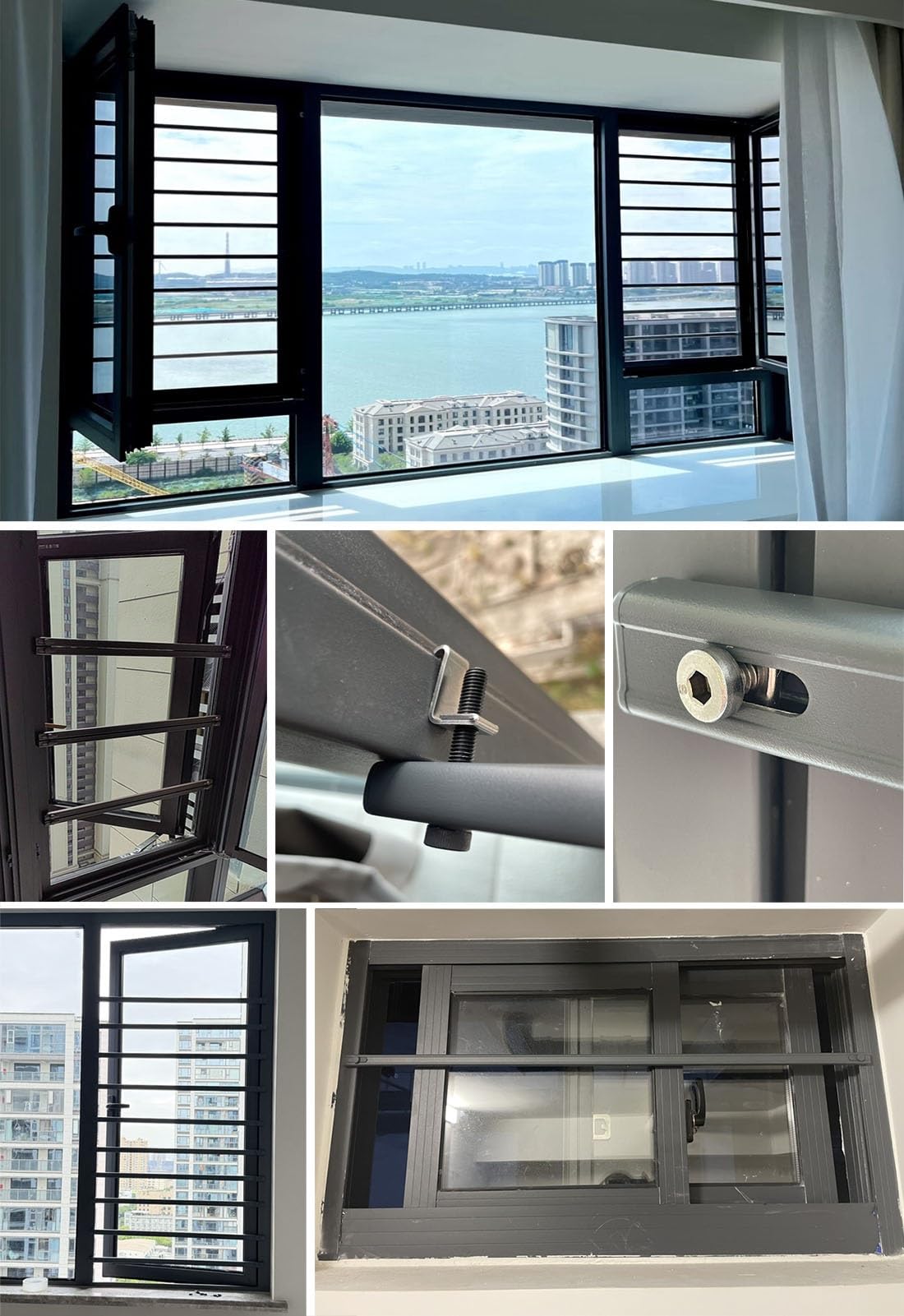 Fenstergitter Sicherheitsbarriere Fenster Verstellbarer Breite | Robustes Fensterschutzgitter für Haustiere und Kinder, Rostbeständig, Einfache Montage(Green,Inner Width-100cm/40")
