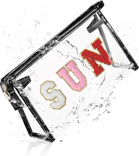 COSHAYSOO Bolsa de maquillaje transparente para protección solar, para playa, viaje, con cremallera, organizador de maquillaje para mujeres,
