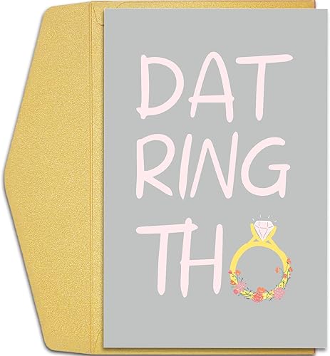 Tarjeta divertida de boda y compromiso, tarjeta de anillo de compromiso, tarjeta de felicitación de compromiso, sin embargo, anillo de fecha