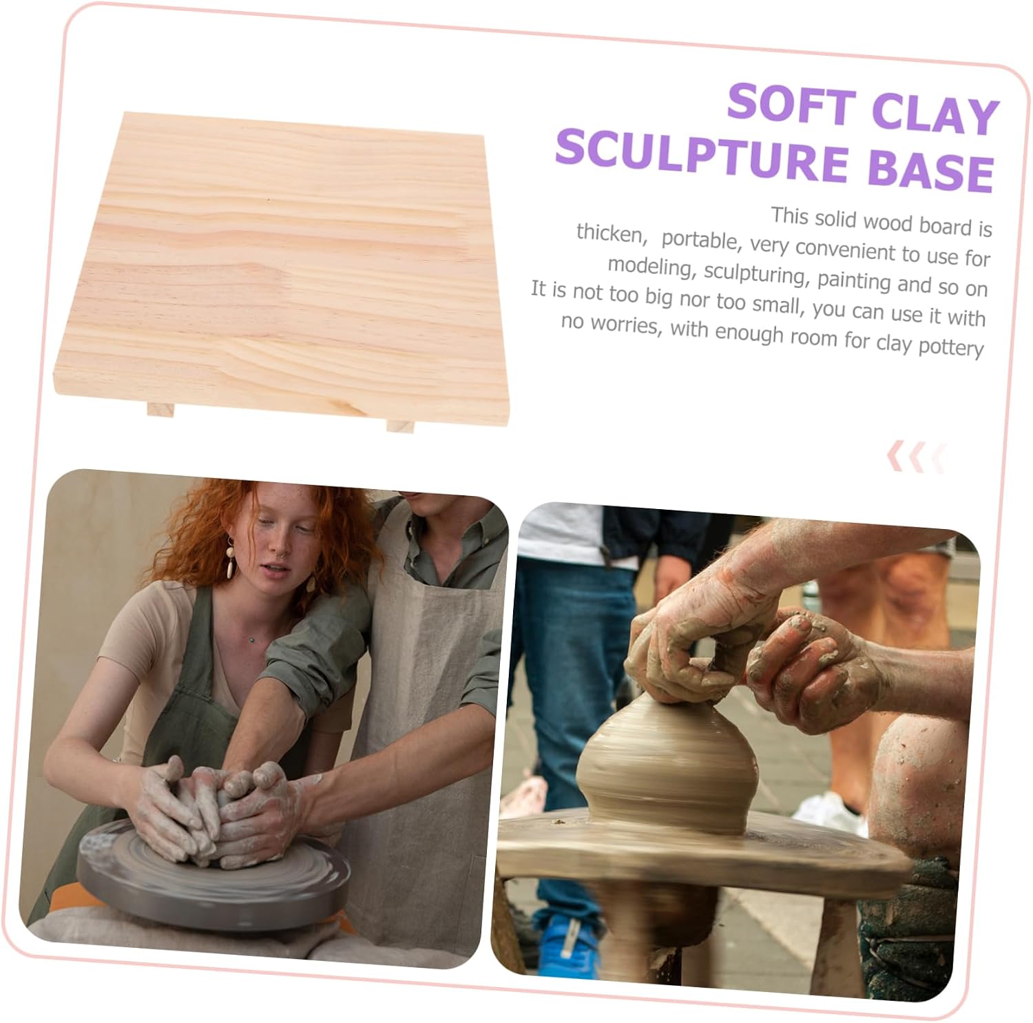 Solid Wood Pottery Clay Sculpture Board Cutting Board Artboard for Clay Carving Tools