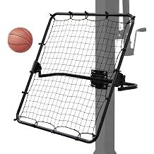 Basketball Return Attachment for Hoop - 40"x40" Rebound Net with Adjustable 3 Angles - Fits 2"-6" Round/Square Goal Poles - Multi-Sport Trainer for Basketball Baseball Soccer
