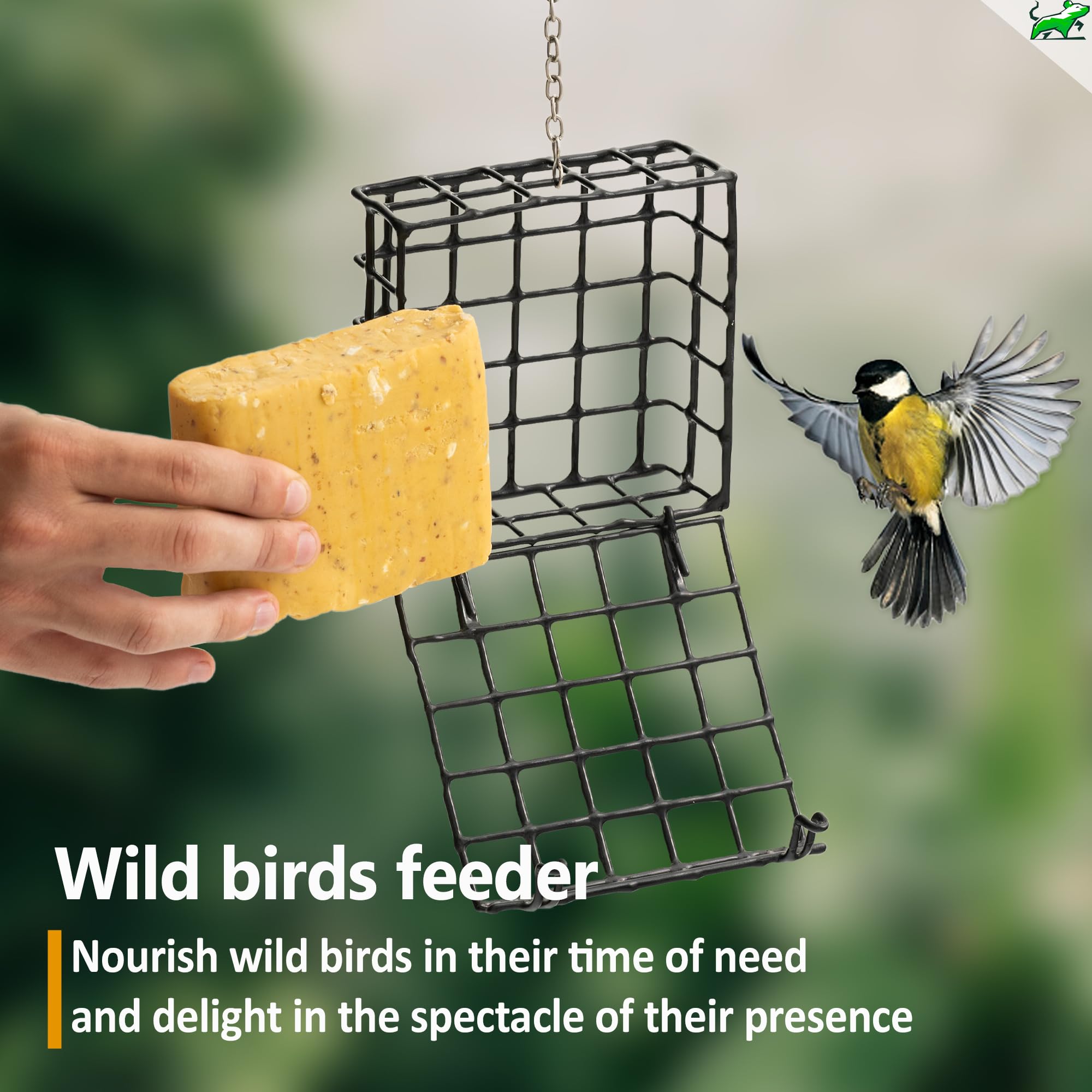 Mice&Co Suet Block Wild Bird Feeder - Hanging Feeder Station Pre-Filled with Premium Suet Cakes - Outdoor Garden Feeder - Image 2