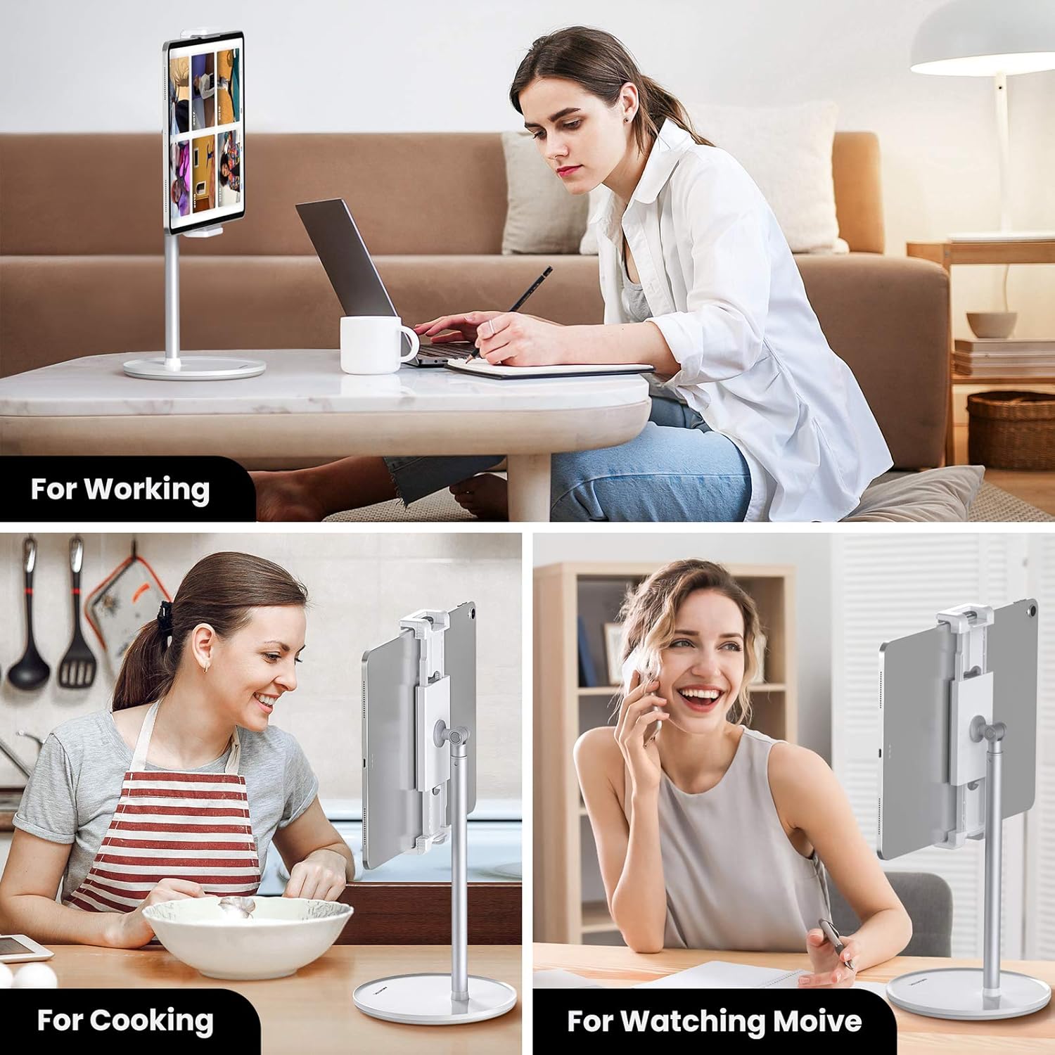 Best Deal Product AboveTEK Tablet Stand Holder, 360 Swivel Angle Height Adjustable Cell Phone Holder for Desktop, Aluminum iPad Mount Fits 4.5-13.5 Tablet/Phones Such as iPhone Samsung, iPad, Switch, Kindle(White) Best Deal AboveTEK Tablet Stand Holder, 360 Swivel Angle Height Adjustable Cell Phone Holder for Desktop, Aluminum iPad Mount Fits 4.5-13.5 Tablet/Phones Such as iPhone Samsung, iPad, Switch, Kindle(White)