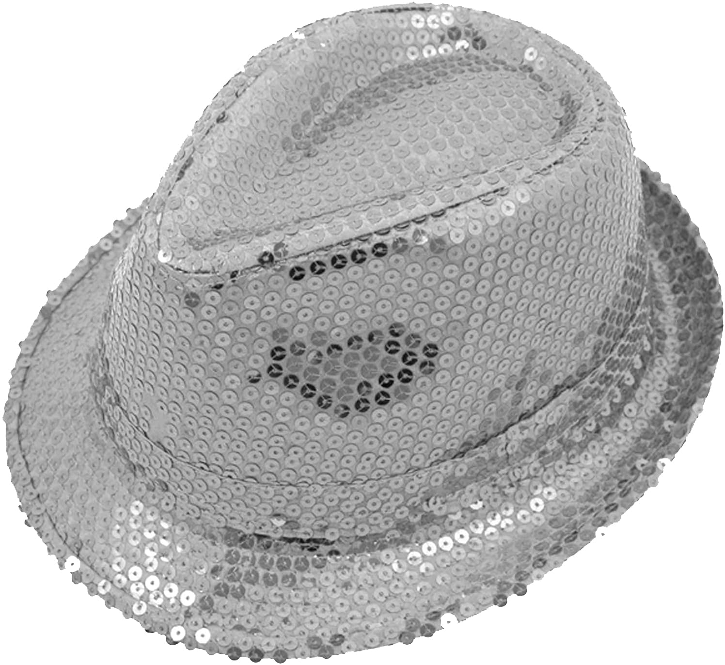 Mens Trilby Hat Sequin Fedora Hat 1920's Gangster Fancy Dress Hat Unisex Sequin Hi Hop Hat Silver