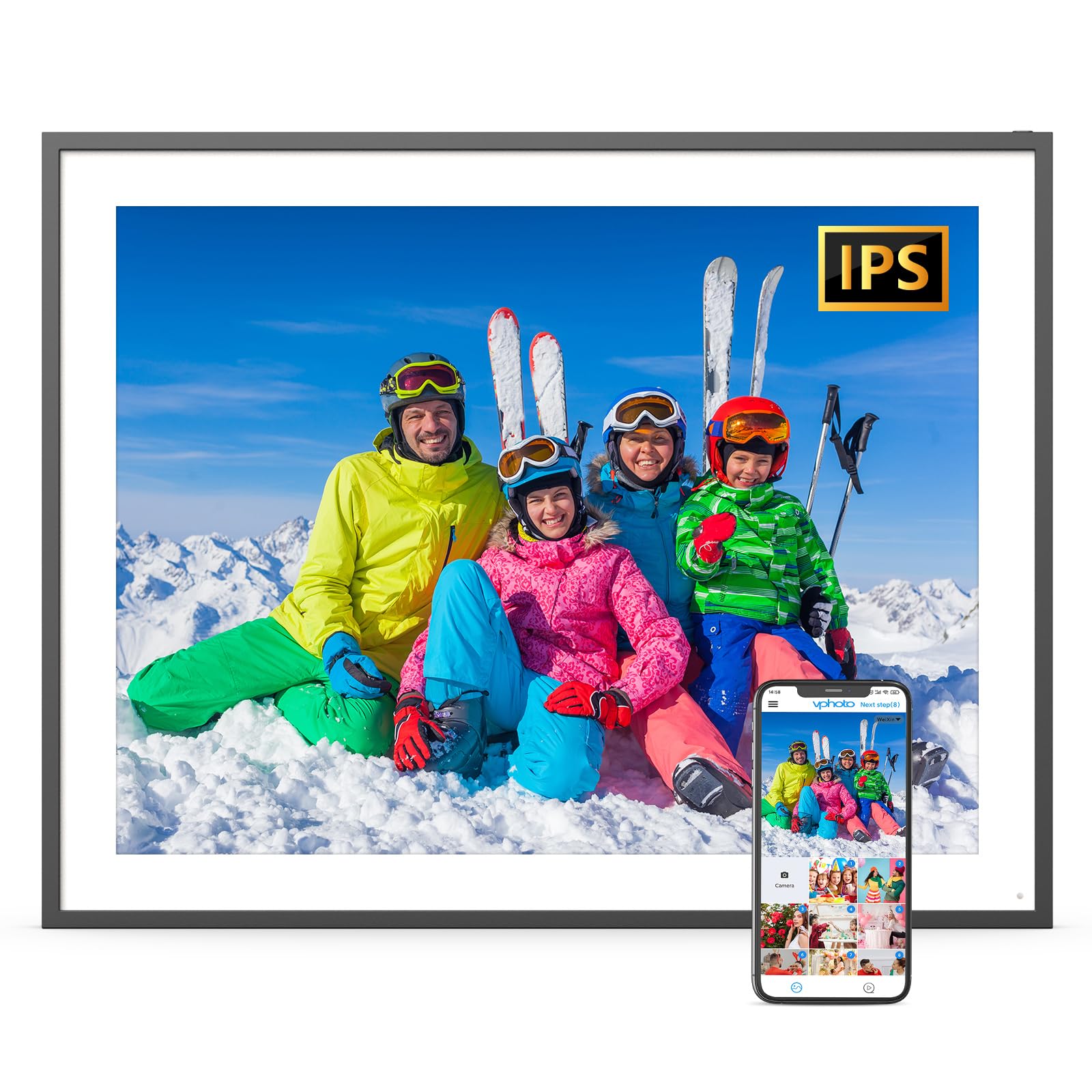 Amazon | デュアルWiFiデジタル写真フレーム 19インチ Lサイズ - 64GB