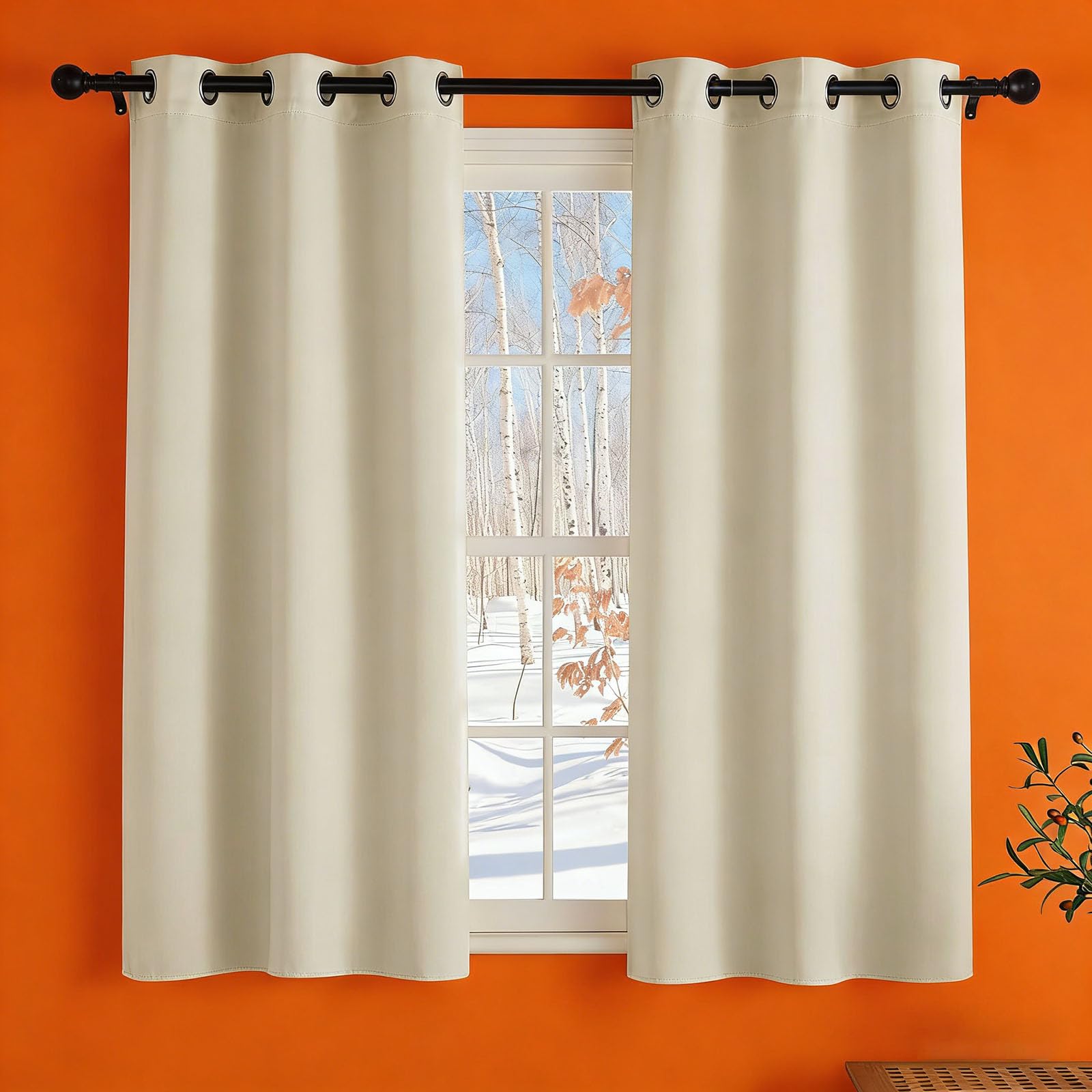 Voilage thermique et anti-bruit beige à oeillets 100x150 cm