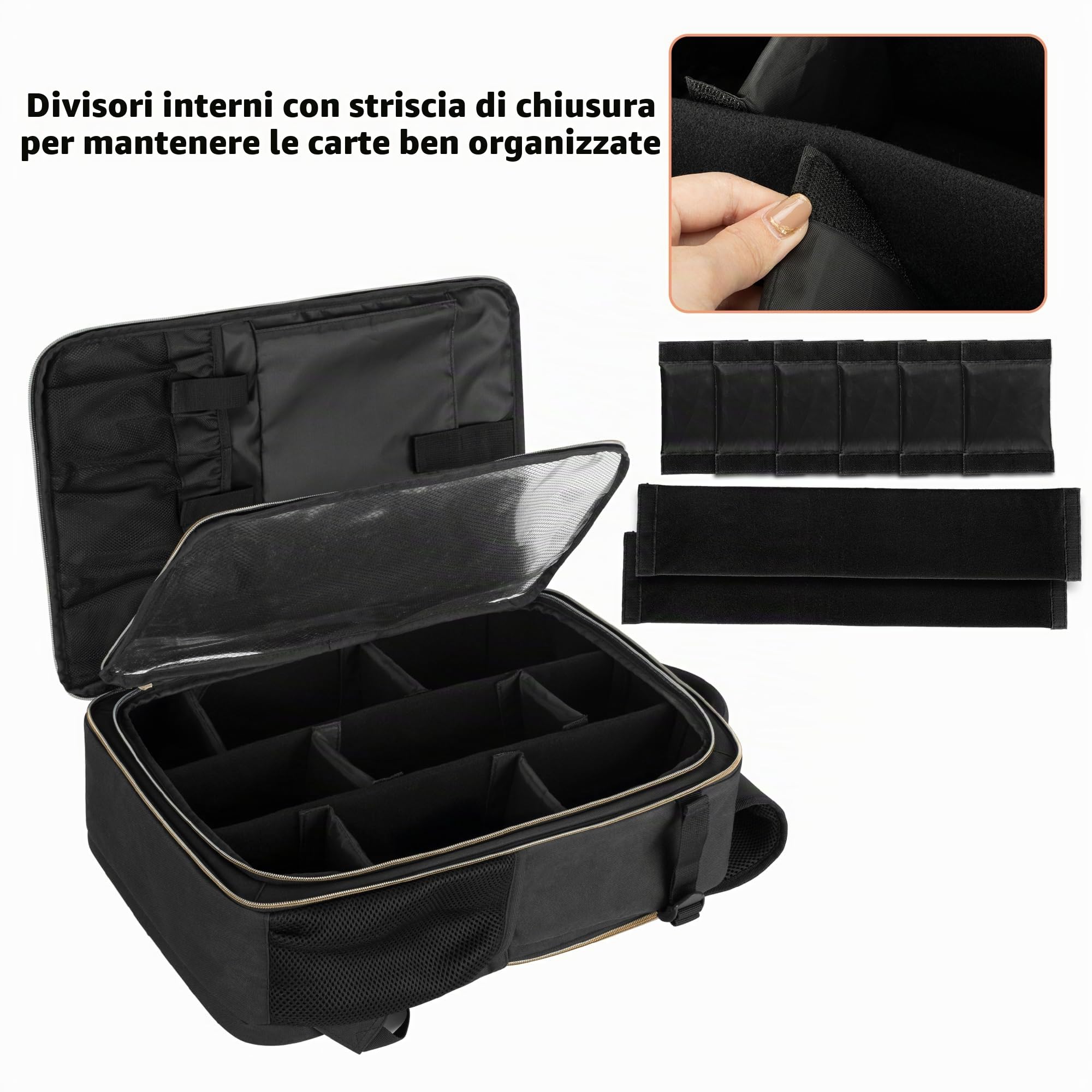 Trunab Zaino per 3900 Carte Senza Bustine Protettive, Custodia per Carte da Gioco con Divisori Regolabili Compatibile con Cards Against Humanity, Playmats, Deck Boxes (Versione Migliorata)