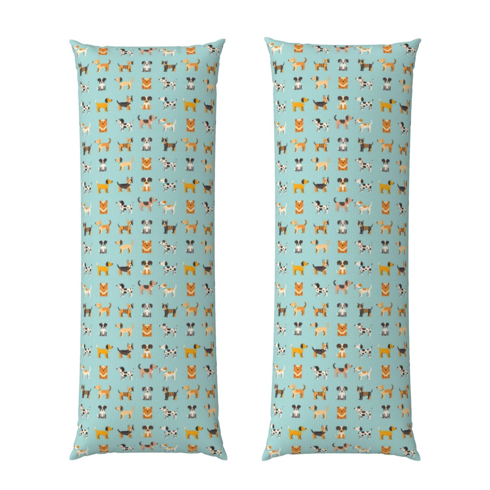 Long Pillow Cover 20x60 Cute Different Dogs, Premium Body Pillowcase with Zipper, Cozy Flannel Fabric Protector, for Men Women Couch Sofa Bed