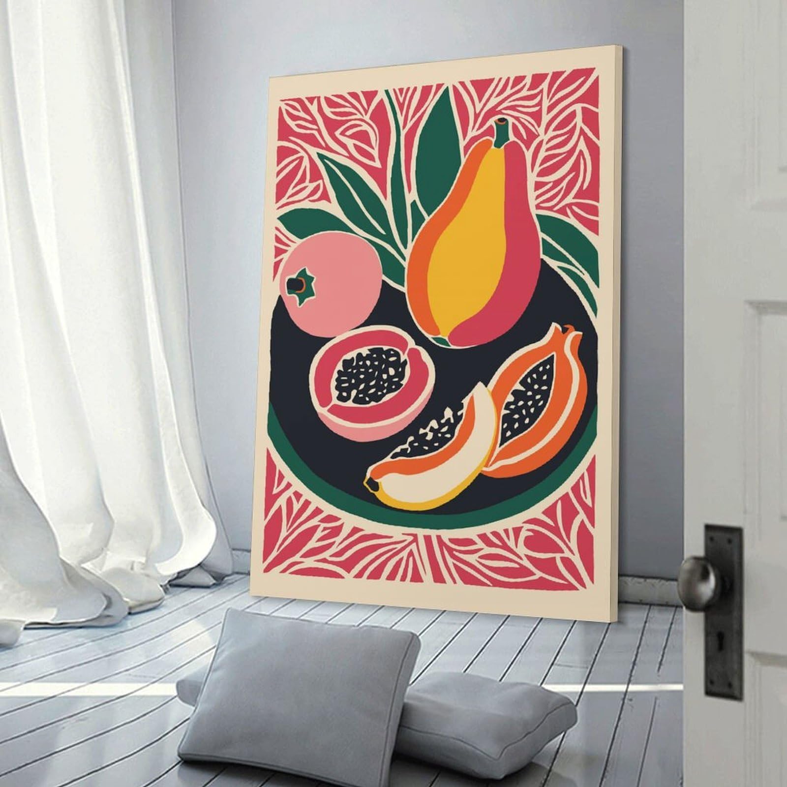 Junmoney Papaya Tropical Decor Room Decor Wall Art 16x24inch(40x60cm), for Wall Displays, Bedrooms Or Room Updates, Ideal for Building A Coordinated Art Wall