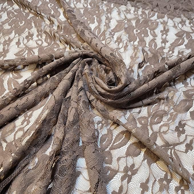 African Vintage Embroidery Bridal Nigerian French Embroidery Corded Budget Guipure Lace Mesh Net Fabric 54" Corded Budget Guipure Lace Mesh Net Fabric 54" (2 Meter, Taupe Budget Lace) — image 1
