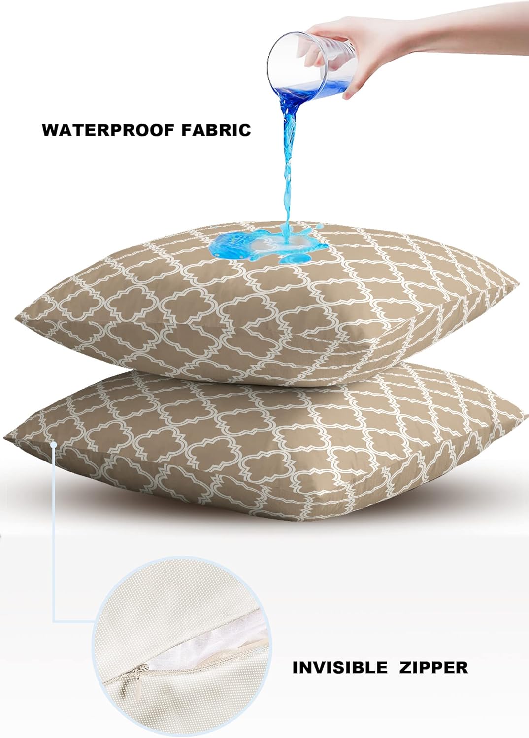 Moroccan Square Pillow Shams Set of 2, Decorative Pillowcases Cushion Case, Soft Throw Pillow Covers Waterproof Pillow Case 20x20inch, Brown Classic Geometric Pattern