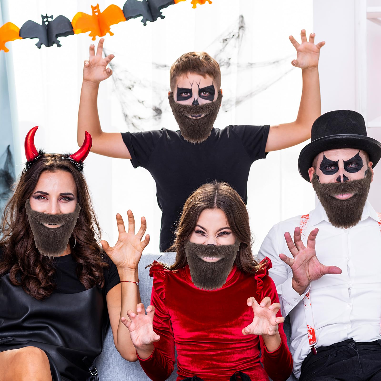 Sztuczne wąsy brązowe sztuczny broda kostium elastyczna meksykański pirat detektyw wąsy do przebrania męski makijaż Halloween Boże Narodzenie Fiesta maskarada impreza cosplay
