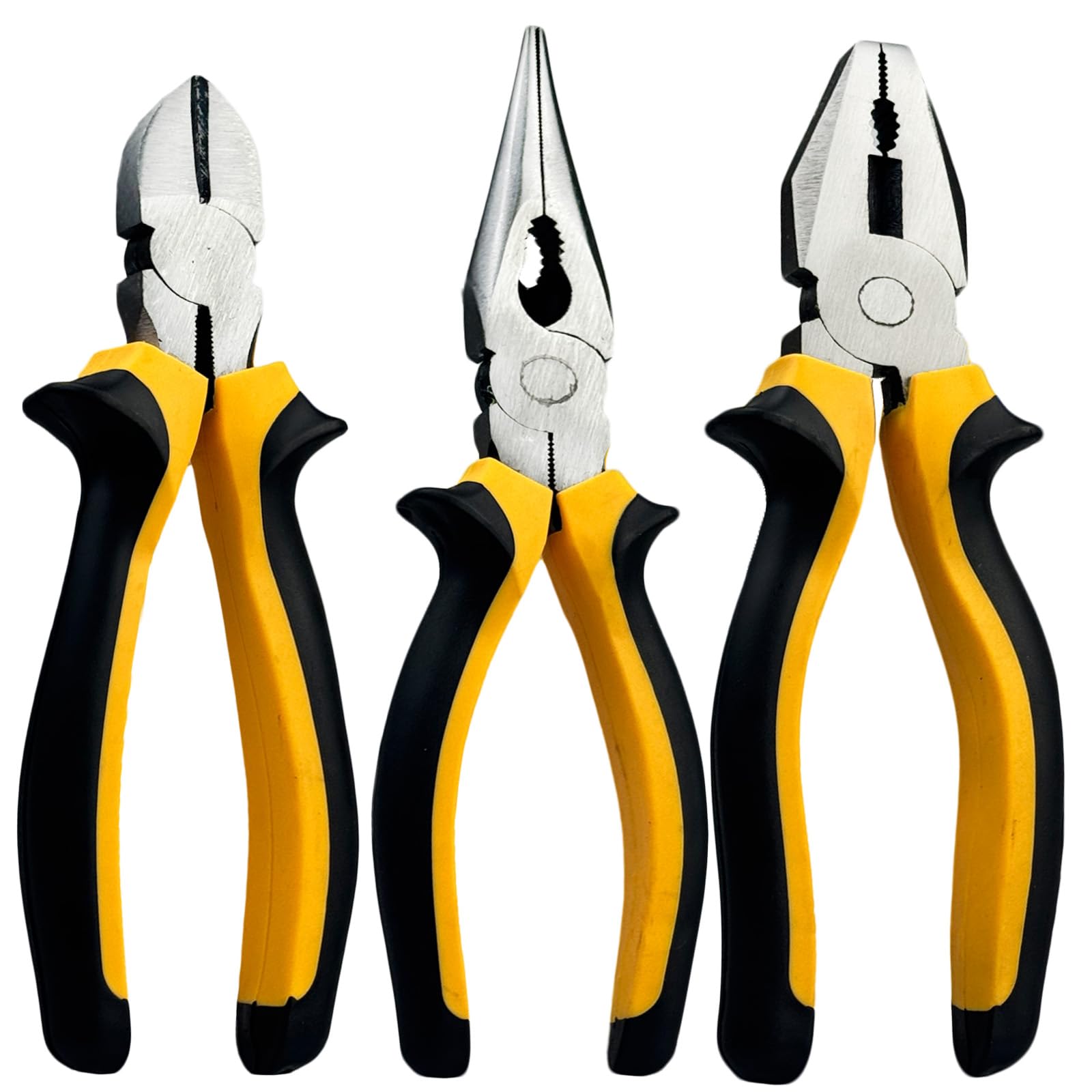 ZBXSNK 3-Piece 8" Pliers Set, Heavy-Duty Pliers Tool Set Includes Diagonal Cutting, Combination & Long Nose, Cr-V Steel Electrical Plier Set, for DIY Household Repair