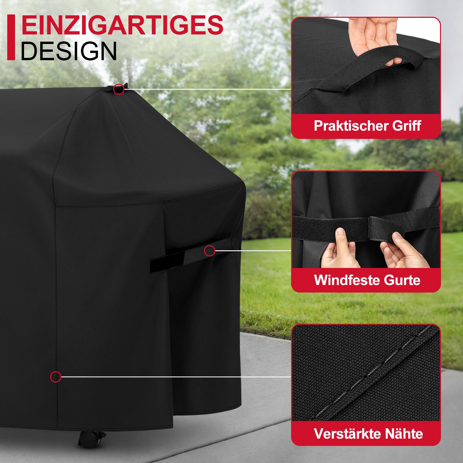 Unicook Grillabdeckung 132 cm - 7106 Grill Abdeckung für Weber Spirit 300, wasserdichte Schutzhülle, Wetterfeste Grillhaube Abdeckplane für E310, E315, E330, 132 x 66 x 108 cm