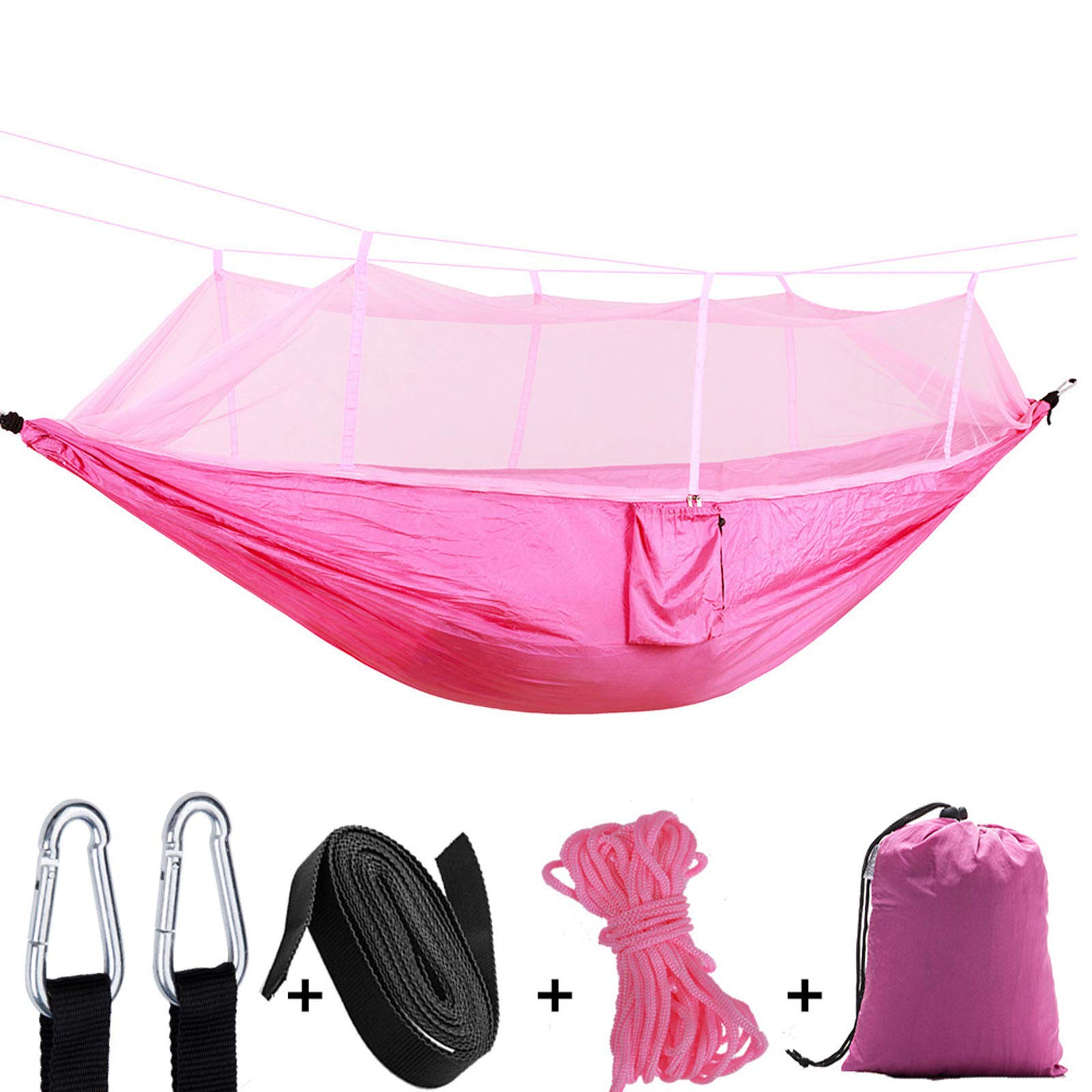 Hamac de camping avec filet léger et portable pour randonnée et jardin