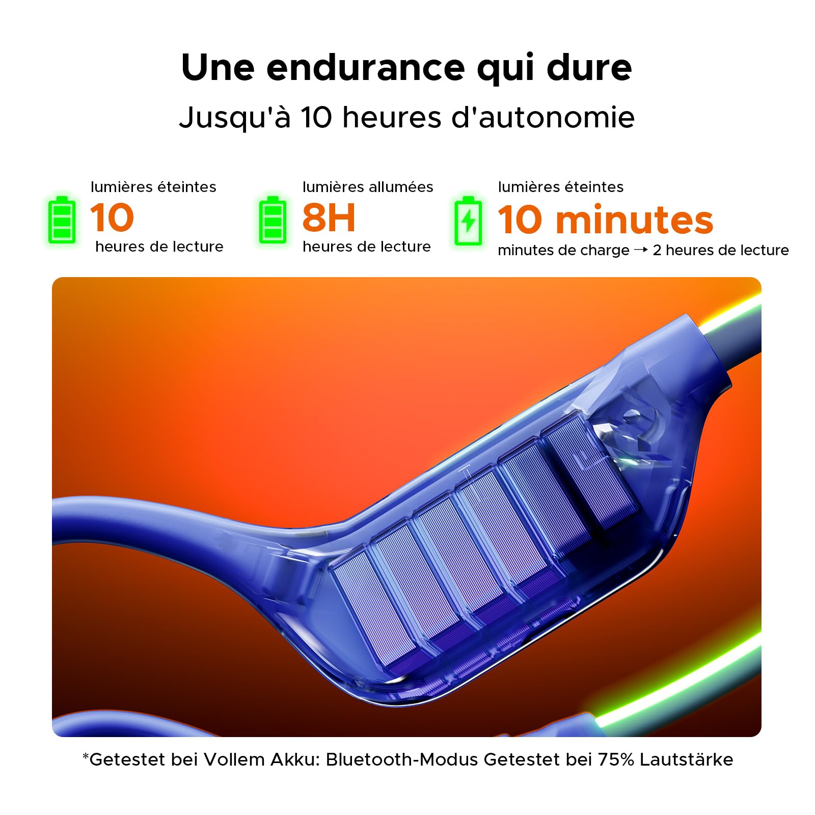 BoneBeatRunRay Cuffie Conduzione Ossea Auricolari Conduzione Open Ear BT6 Auricolari Sportive Impermeabili IP66 Luce LED di Sicurezza 10 Ore Autonomia Ricarica Rapida per Corsa Palestra -Blu
