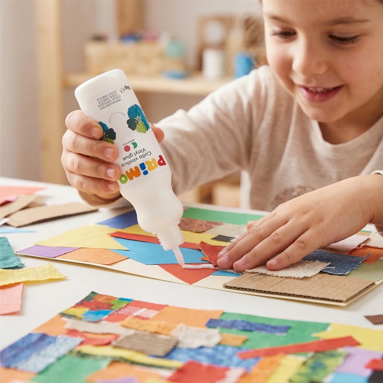 PRIMO - Colla Vinilica Bianca con Beccuccio di Precisione per Cartoleria e Lavoretti Creativi, 32 Colle da 80gr Alto Potere Adesivo per Superfici Lisce, Porose e Lucide, Découpage, Materiale Didattico