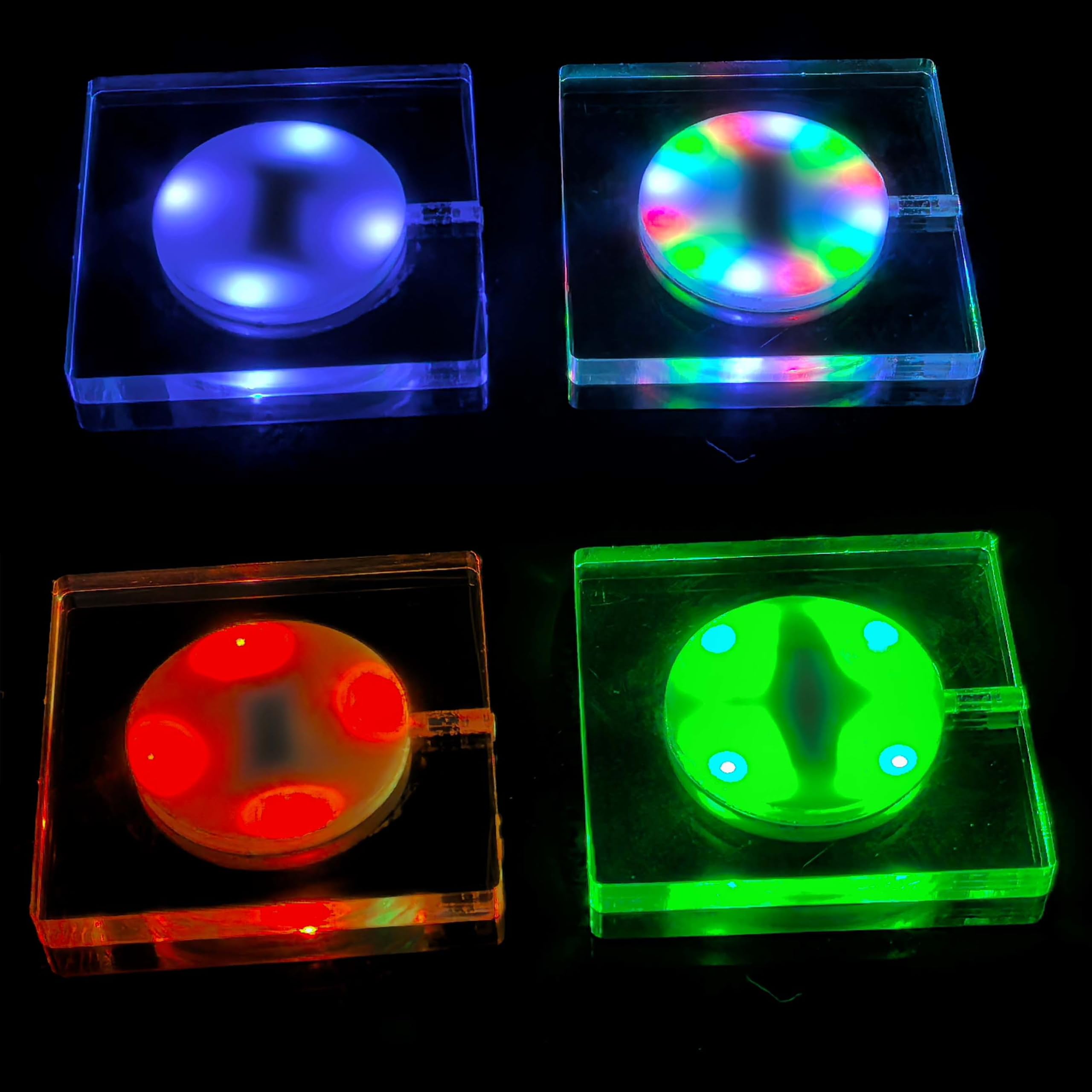 KEEDA LED Drinks Coaster, Rechargeable Light Up Acrylic Coaster for Bar Cocktail Beer Beverage, Bottle Cup Luminous Mat for Party, Wedding, Bar Club (Square 4 Pack)