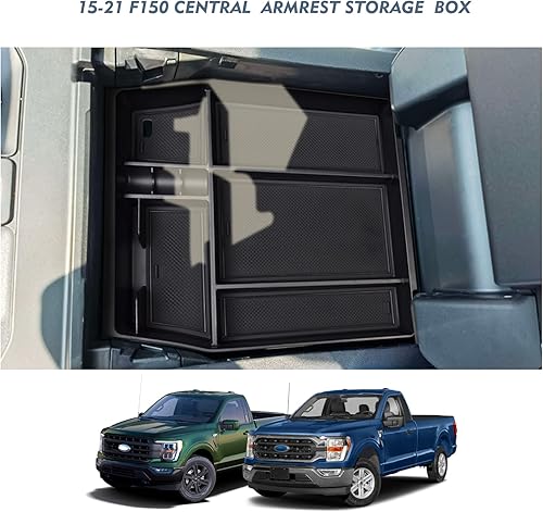 Miniatura 5 de EUEKY Bandeja organizadora de consola central F150 2024 2023 2022 2021, caja de almacenamiento, compatible con apoyabrazos Raptor Center 2015-2024,