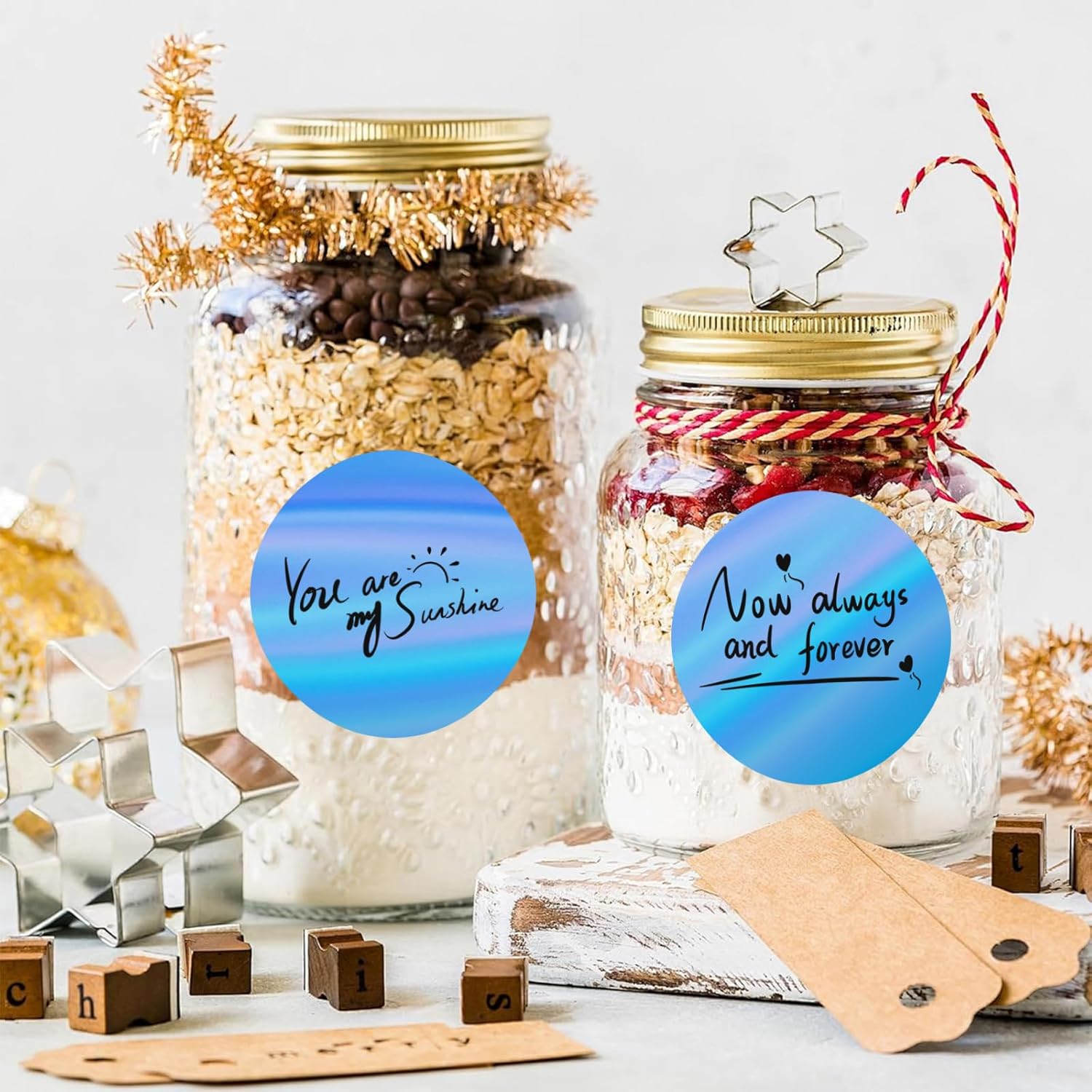 400Pcs/Roll - 2 Inch Holographic Blue Thermal Labels, Waterproof & Oil-Resistant Round Stickers, Circle Printer Labels for Business Logo, Pricing, Address, Thanks/Blessing Label - Image 2