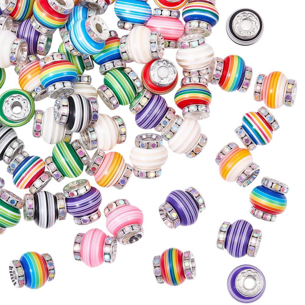 Perles Rayées en Résine et Laiton de Haute Qualité pour Bijoux Originaux