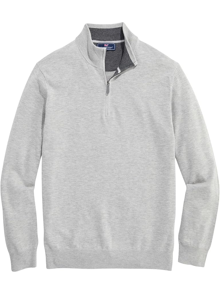 Gray Vineyard Vines Boathouse Tipped Quarter-zip Sweater