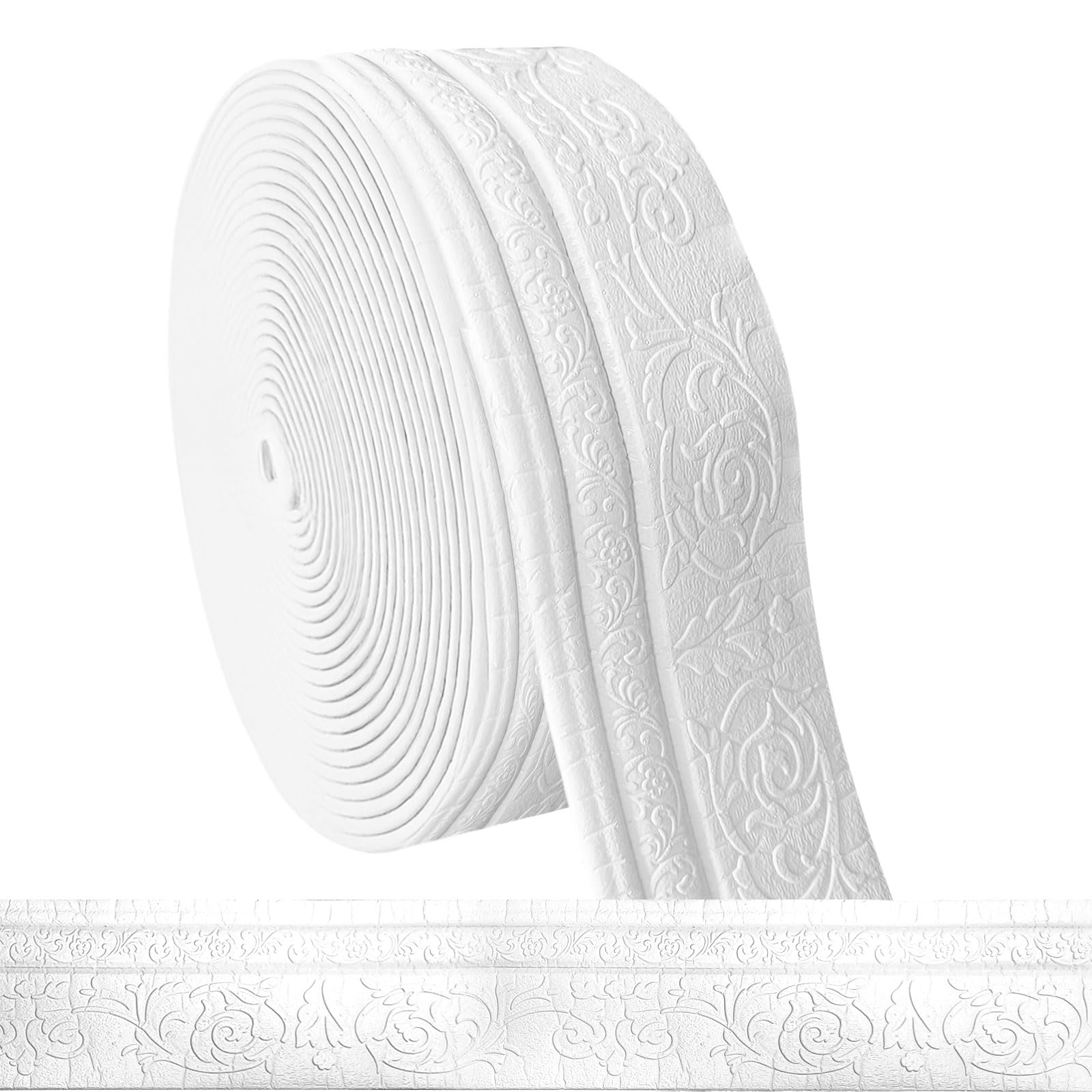 Bordure auto-adhésive blanche 10m x 10cm x 5mm rouleau moulure stuc