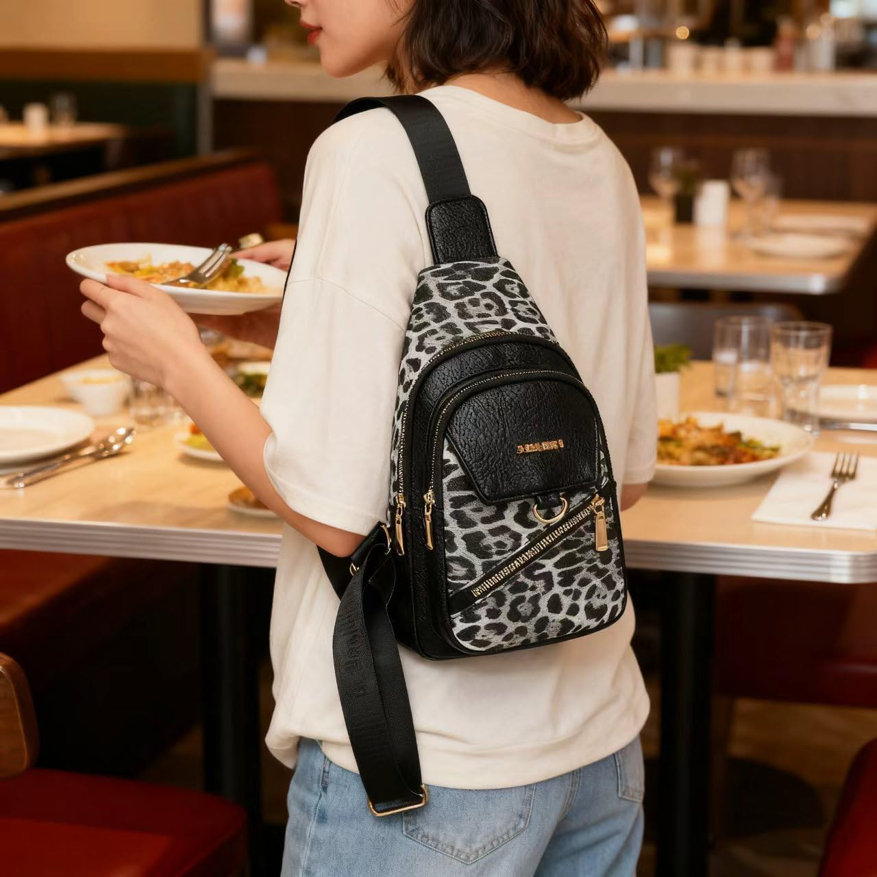 Sling Bag for Women, Leopard Print Crossbody Bag for Women Travel - Water-Repellent PU Leather-Inspired Fanny Pack with Multi-Pockets, Adjustable Strap, Ideal for Commute/Daily/Sports, /Holiday - Image 7