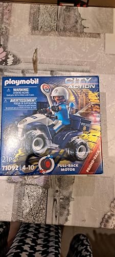 Playmobil 71092 Policier et Quad - City Action - avec Un Personnage, Un Quad avec Moteur à Retro-Fiction et des Accessoires - Intervention Poursuite - Dès 4 Ans