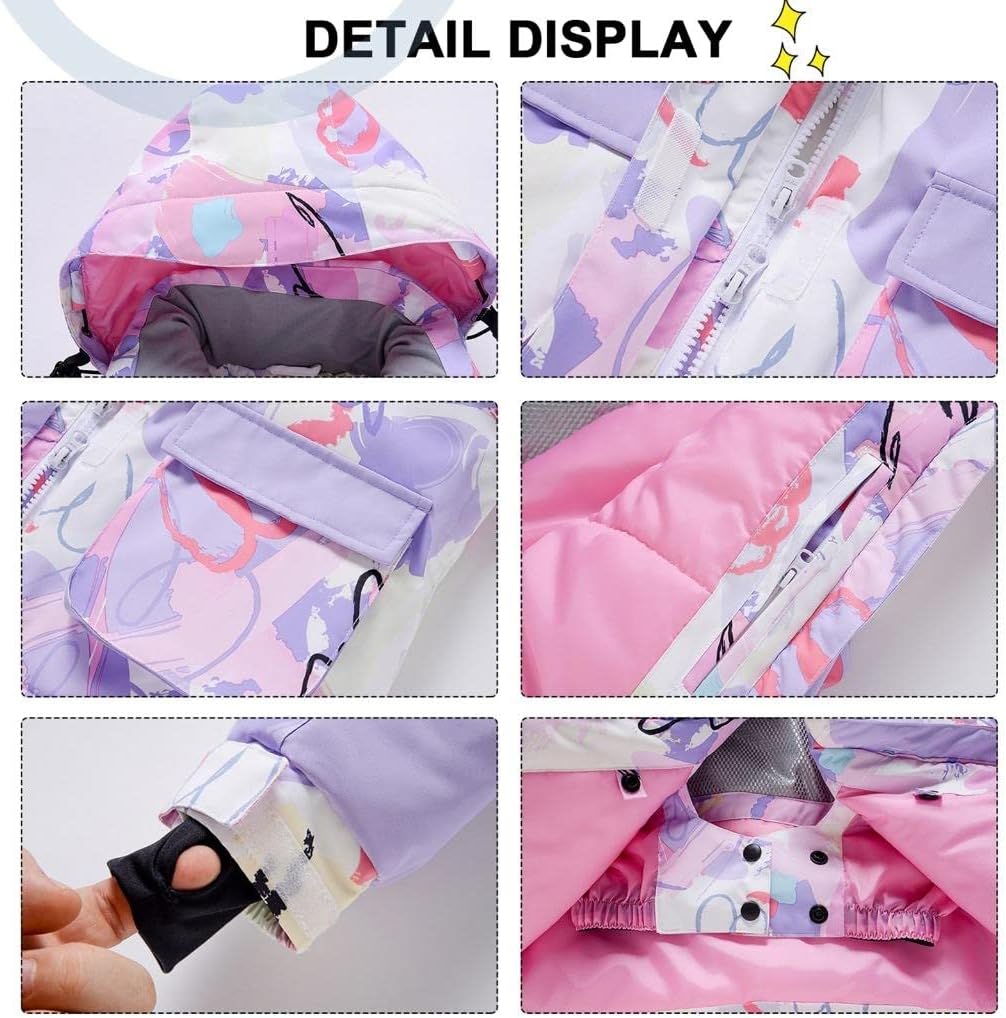 Gilrs Skiing Suits Kids Ski Sets Winter Waterproof Windproof Kids Ski Jacket Outdoor Warm Hooded Snowboard Sports Suits
